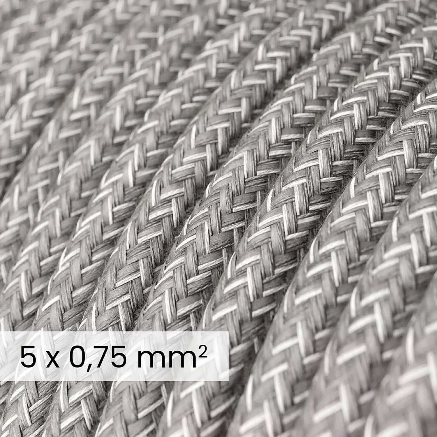 Textil-Elektrokabel DALI 5x0,75 mm² Leinen grau meliert – Dekoratives Kabel für Lichtanlagen RN02 - Image 2