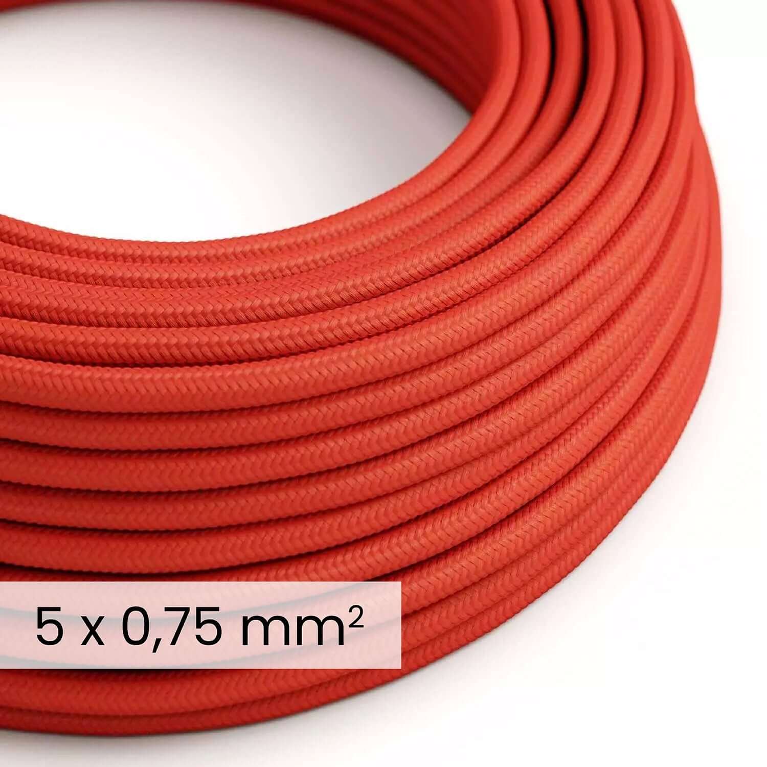 DALI-Stoff-Elektrokabel 5x0,75 mm² Feuerrot – Flexibles Kabel für Beleuchtungs- und Smart-Home-Systeme RM09