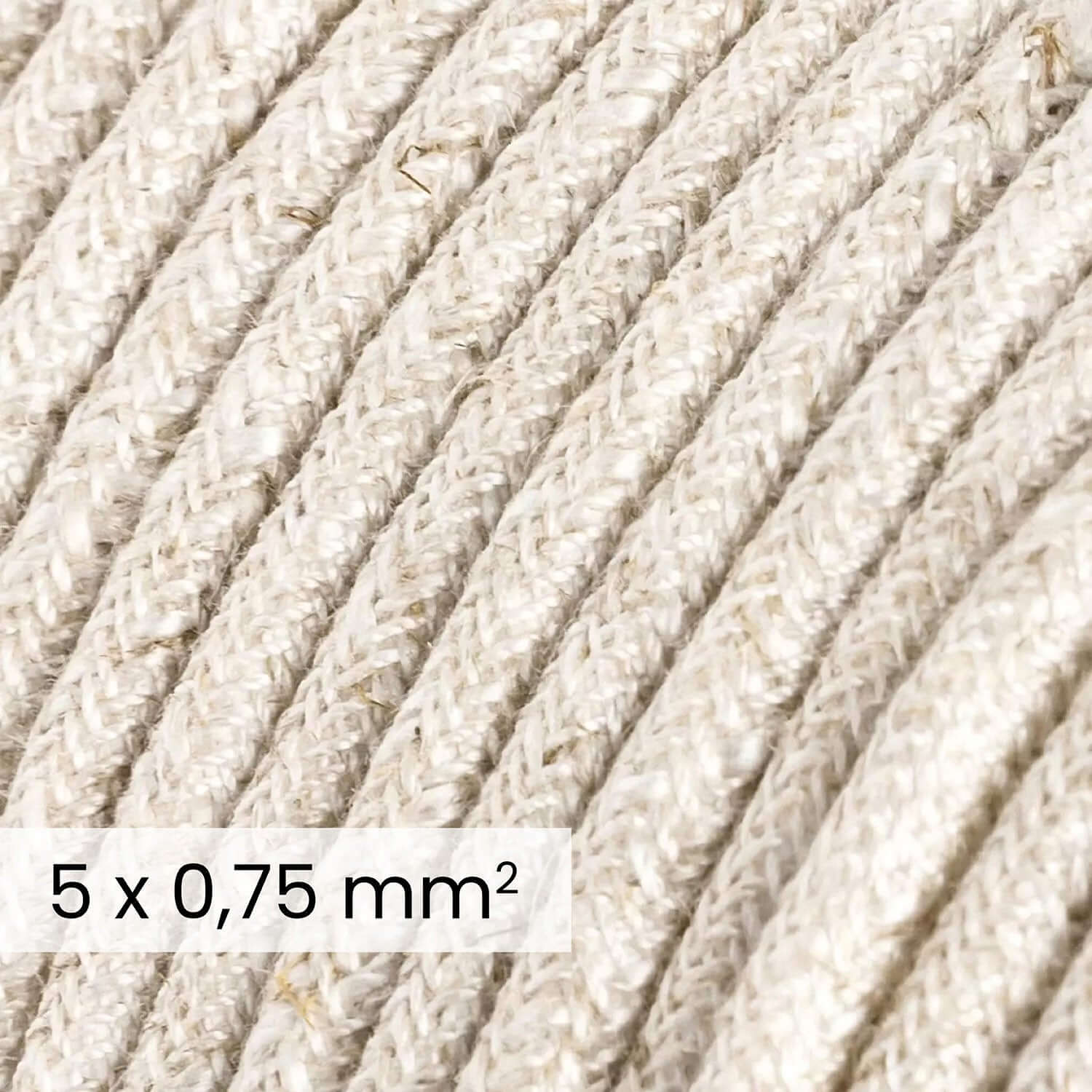 Textilkabel DALI 5x0,75 mm² aus naturweißem Leinen – Design-Leitung für Beleuchtung RN01 - Image 2