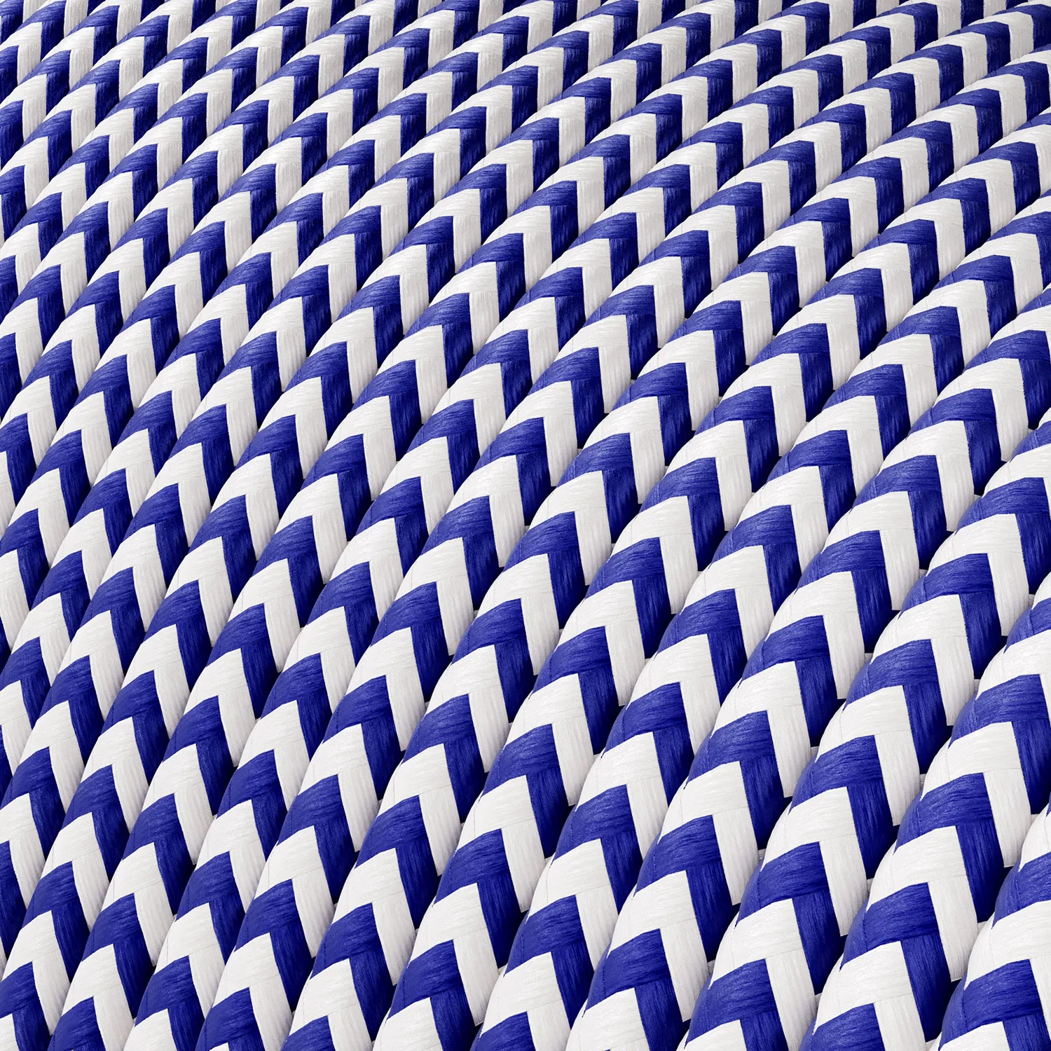 Textilkabel Extra Low Voltage mit Stoff Zig Zag Weiß Blau RZ12 ummantelt - Image 2