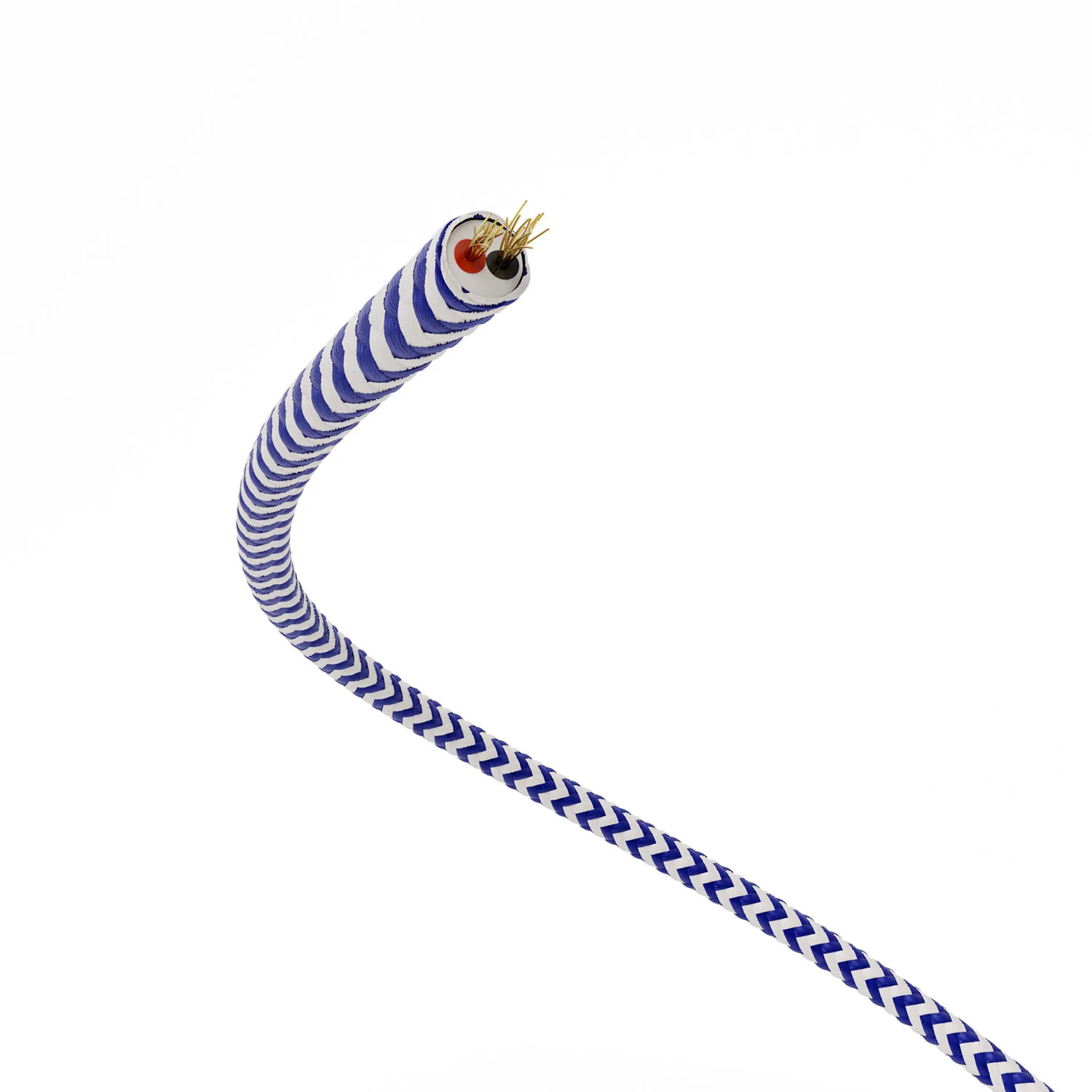 Textilkabel Extra Low Voltage mit Stoff Zig Zag Weiß Blau RZ12 ummantelt - Image 3
