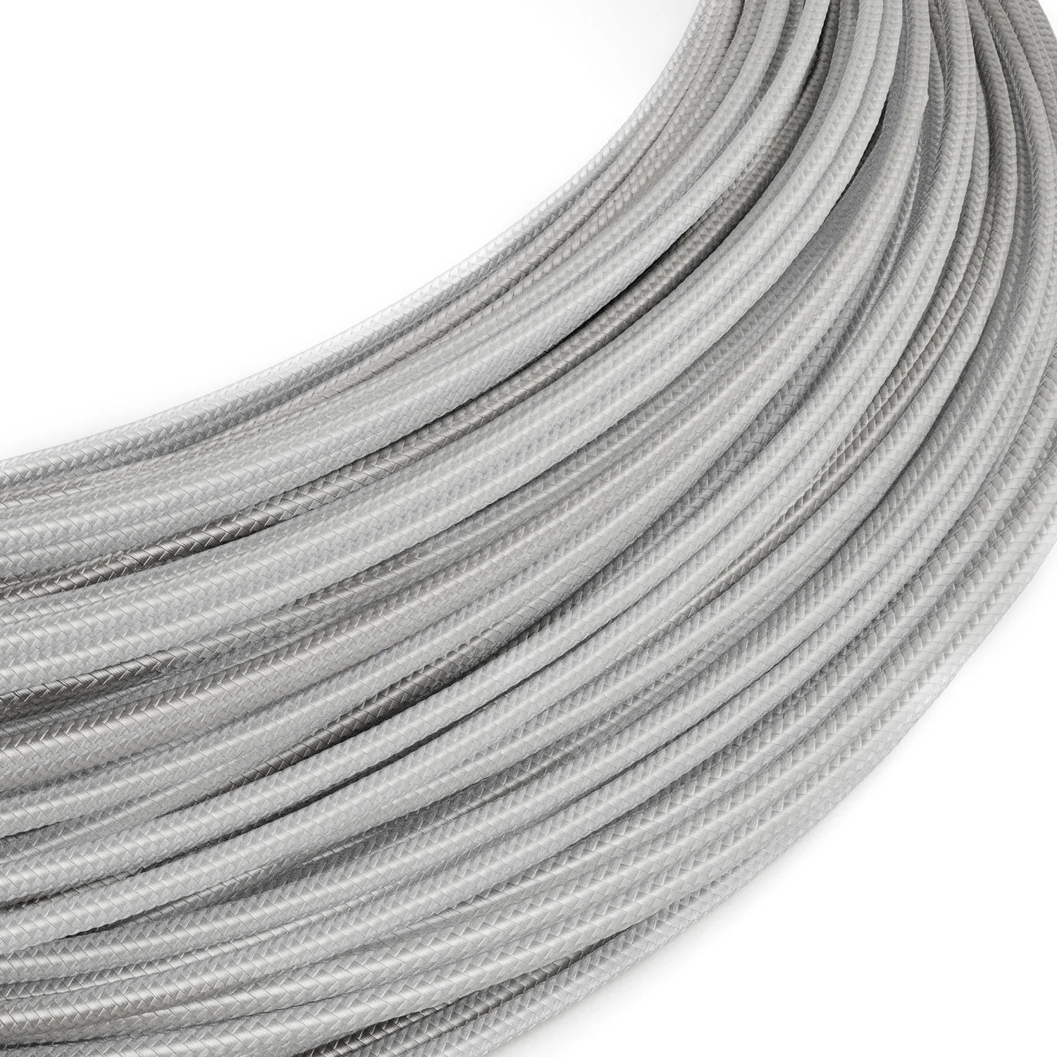Extra-Low-Voltage-Textilkabel mit Stoffummantelung in Seidenoptik Silber RM02
