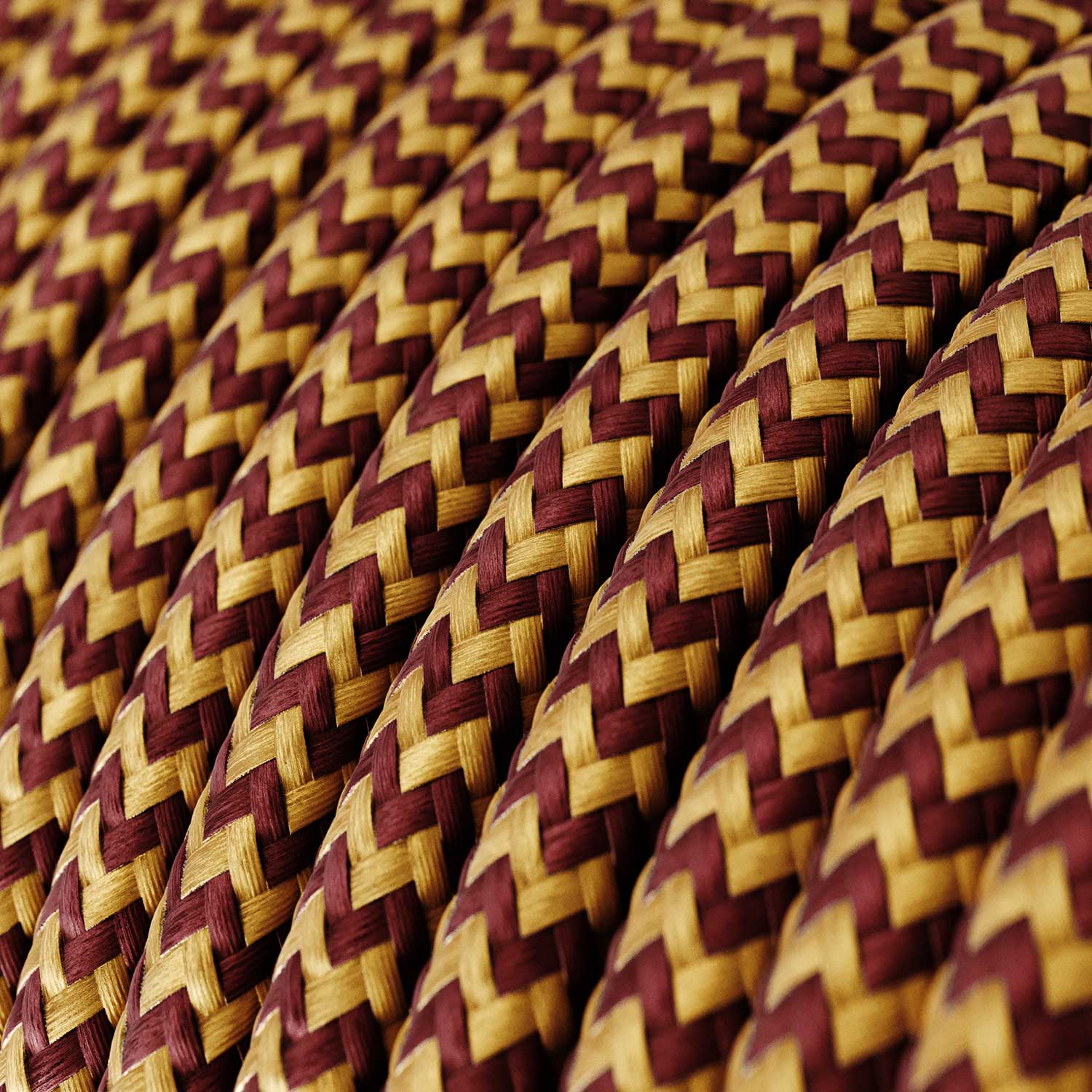 Textilkabel für Beleuchtung Gold und Bordeaux Zickzack – Das Original Creative Cables, entworfen für Lampen & Leuchten – RZ23 - Image 2