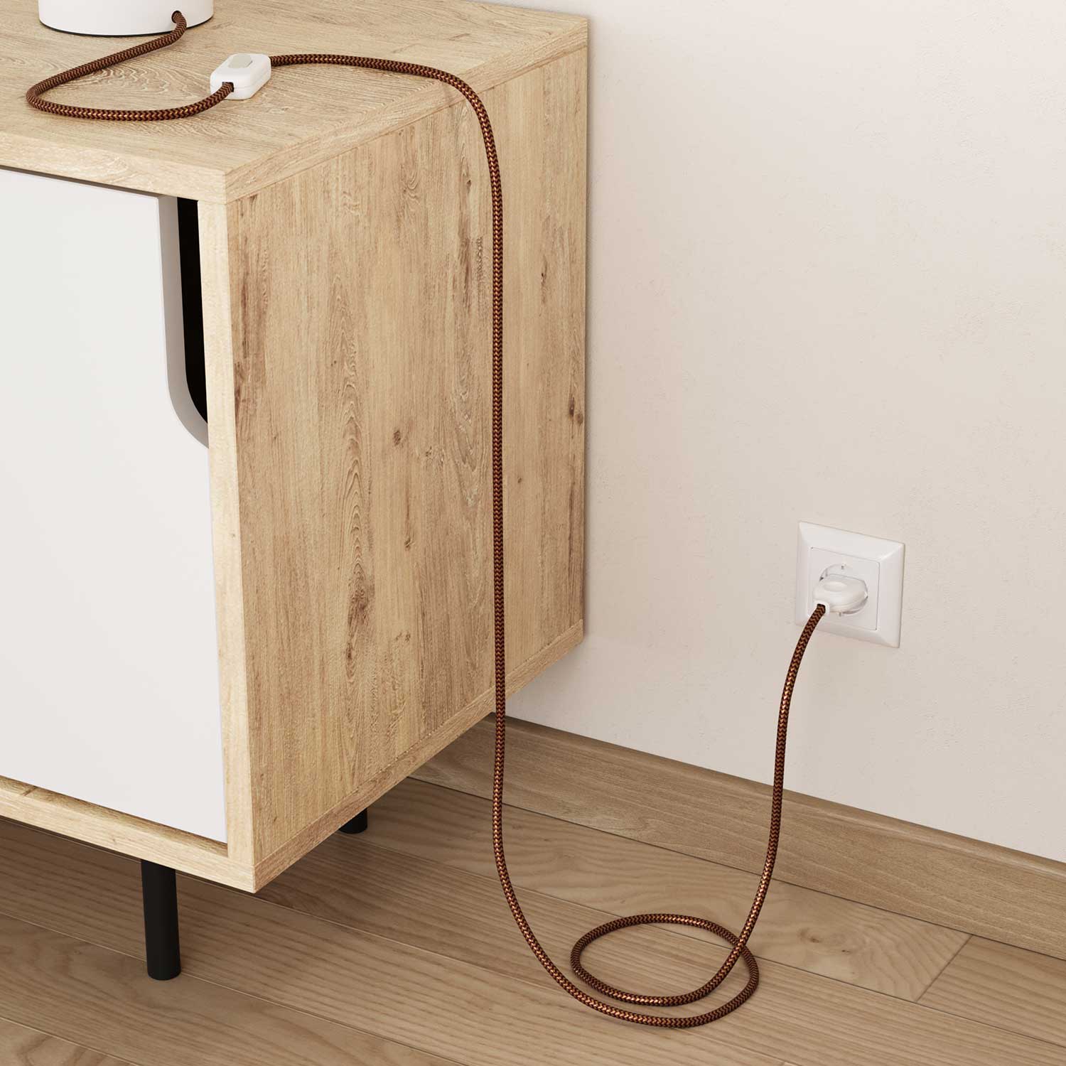 Textilkabel für Beleuchtung Gold und Bordeaux Zickzack – Das Original Creative Cables, entworfen für Lampen & Leuchten – RZ23 - Image 3