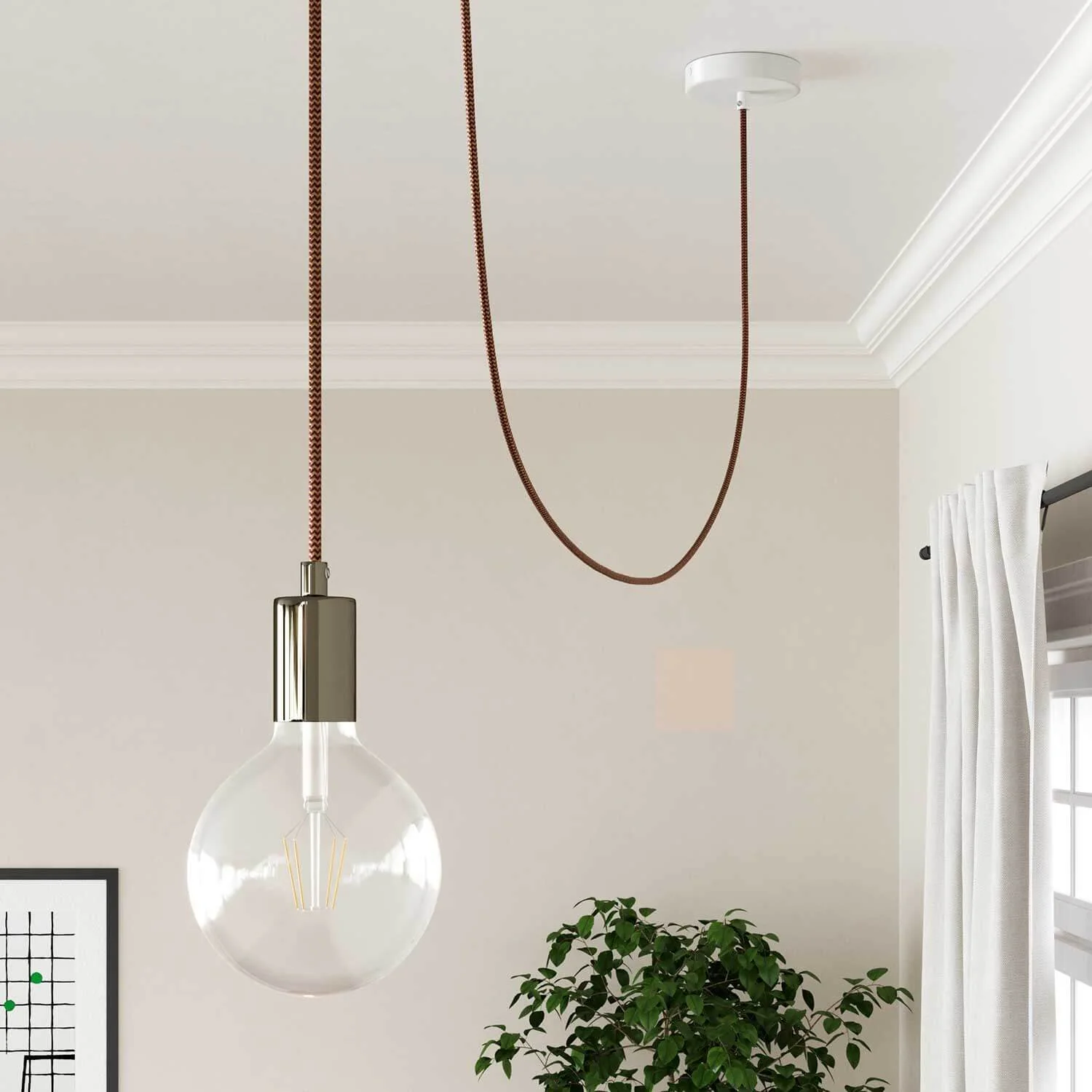 Textilkabel für Beleuchtung Gold und Bordeaux Zickzack – Das Original Creative Cables, entworfen für Lampen & Leuchten – RZ23 - Image 4