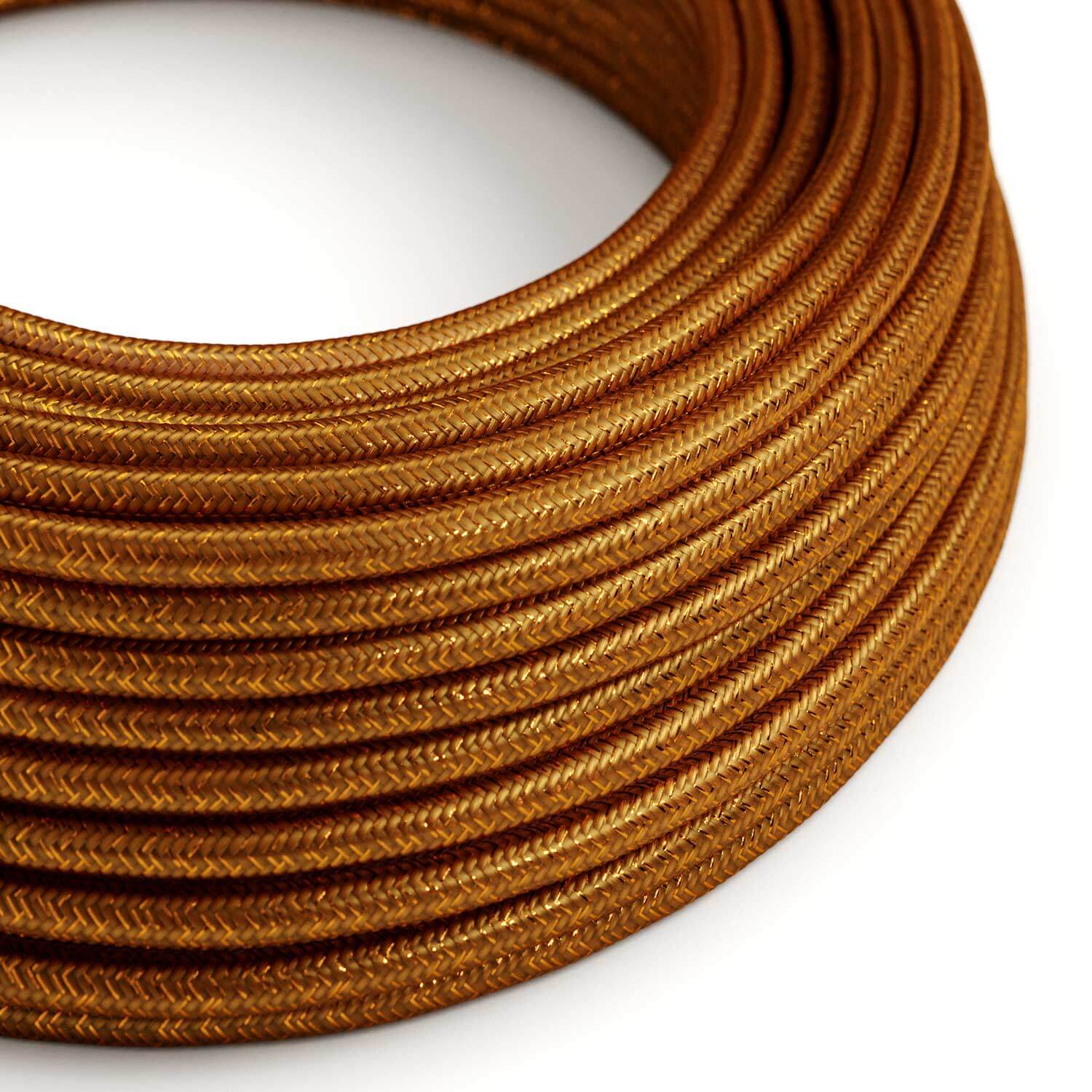 Textilkabel für Beleuchtung Kupfer glänzend mit Glitzereffekt – Das Original von Creative Cables, ideal für kreative Leuchten – RL22