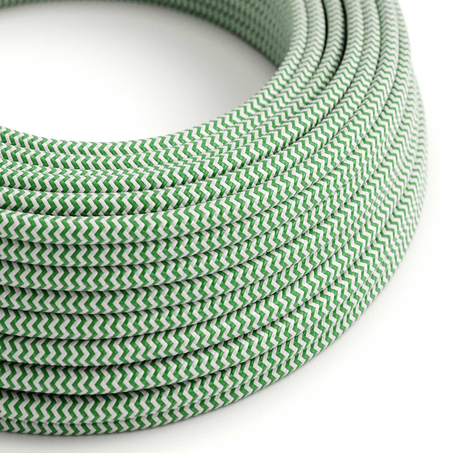 Stoffummanteltes Kabel - Grün & Weiß Chevron RZ06 - UL-zertifiziert