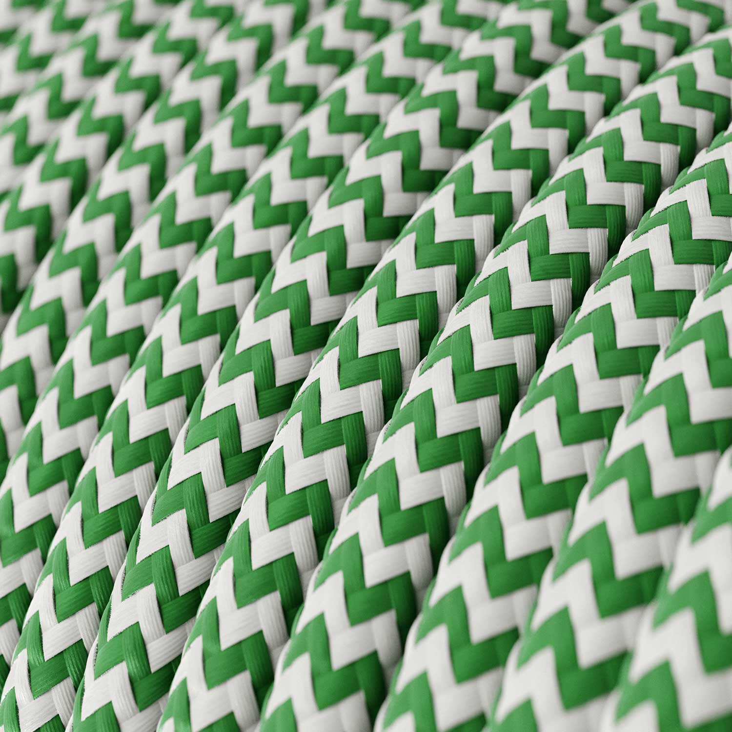 Stoffummanteltes Kabel - Grün & Weiß Chevron RZ06 - UL-zertifiziert - Image 2