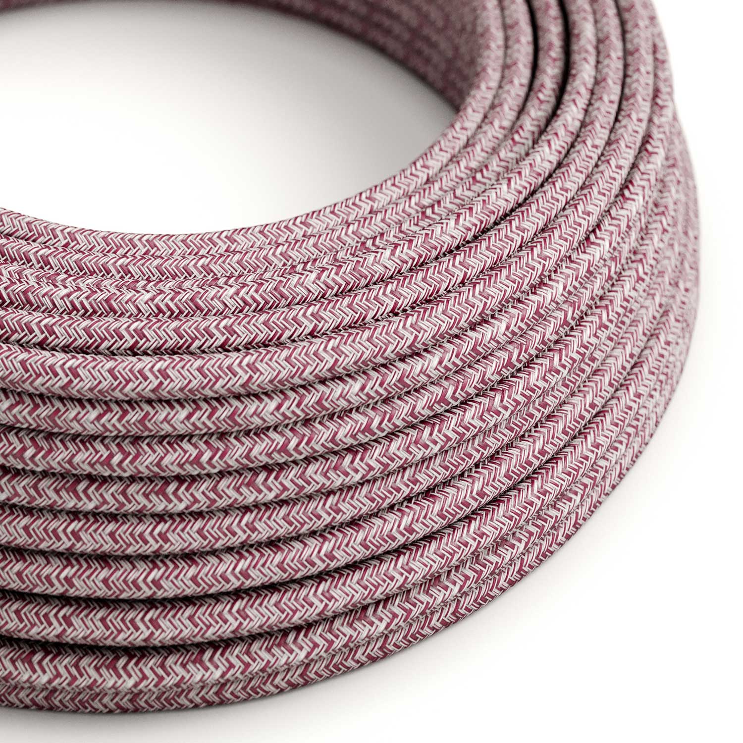 Kabel mit Stoffummantelung – Rotes Glitzer-Baumwolle & Tweed aus Naturleinen RS83 – UL-zertifiziert