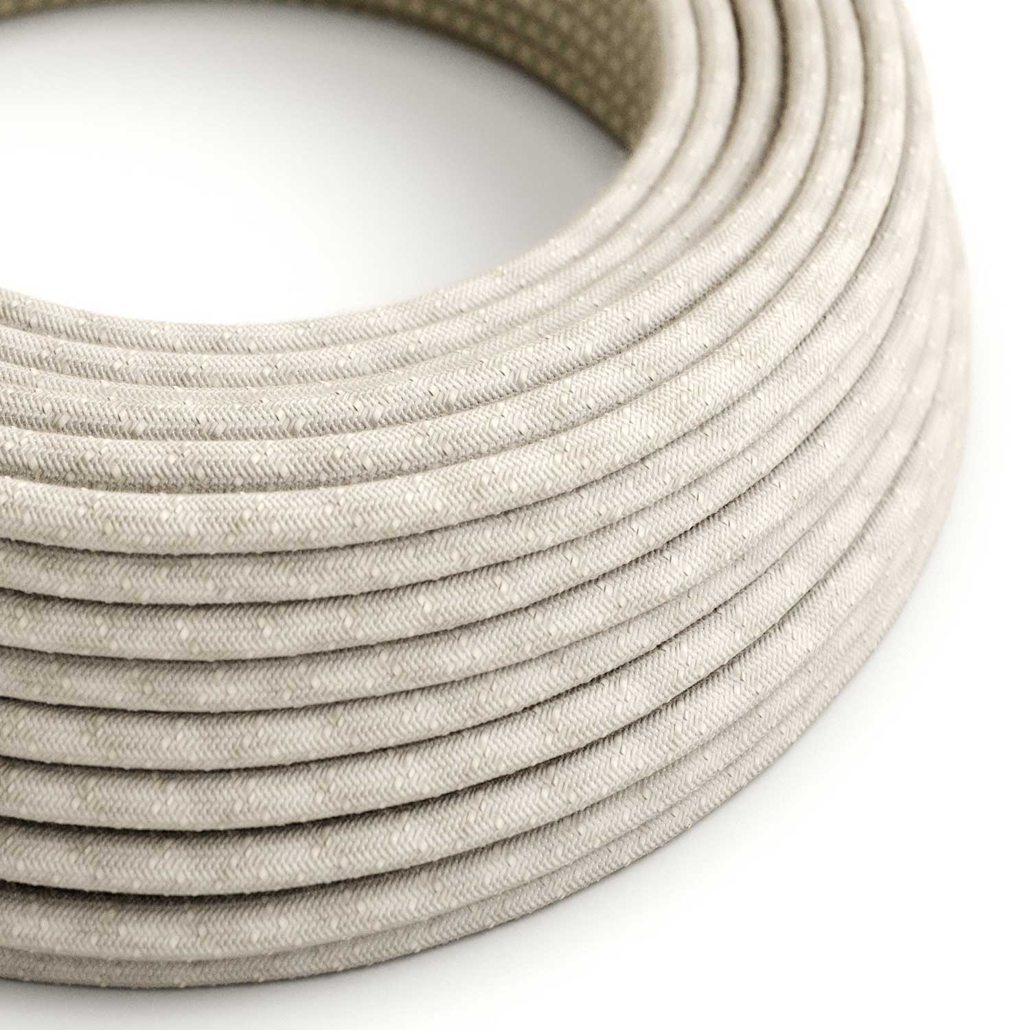 Textilkabel Weiß Melange aus Leinen - Original Creative-Cables - RN01 rund 2x0,75mm / 3x0,75mm