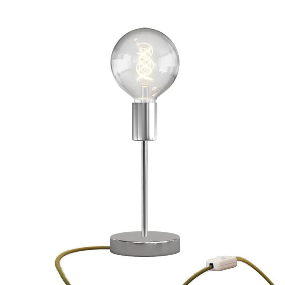 Tischleuchte Alzaluce Globo aus Metall mit UK-Stecker – Chrom