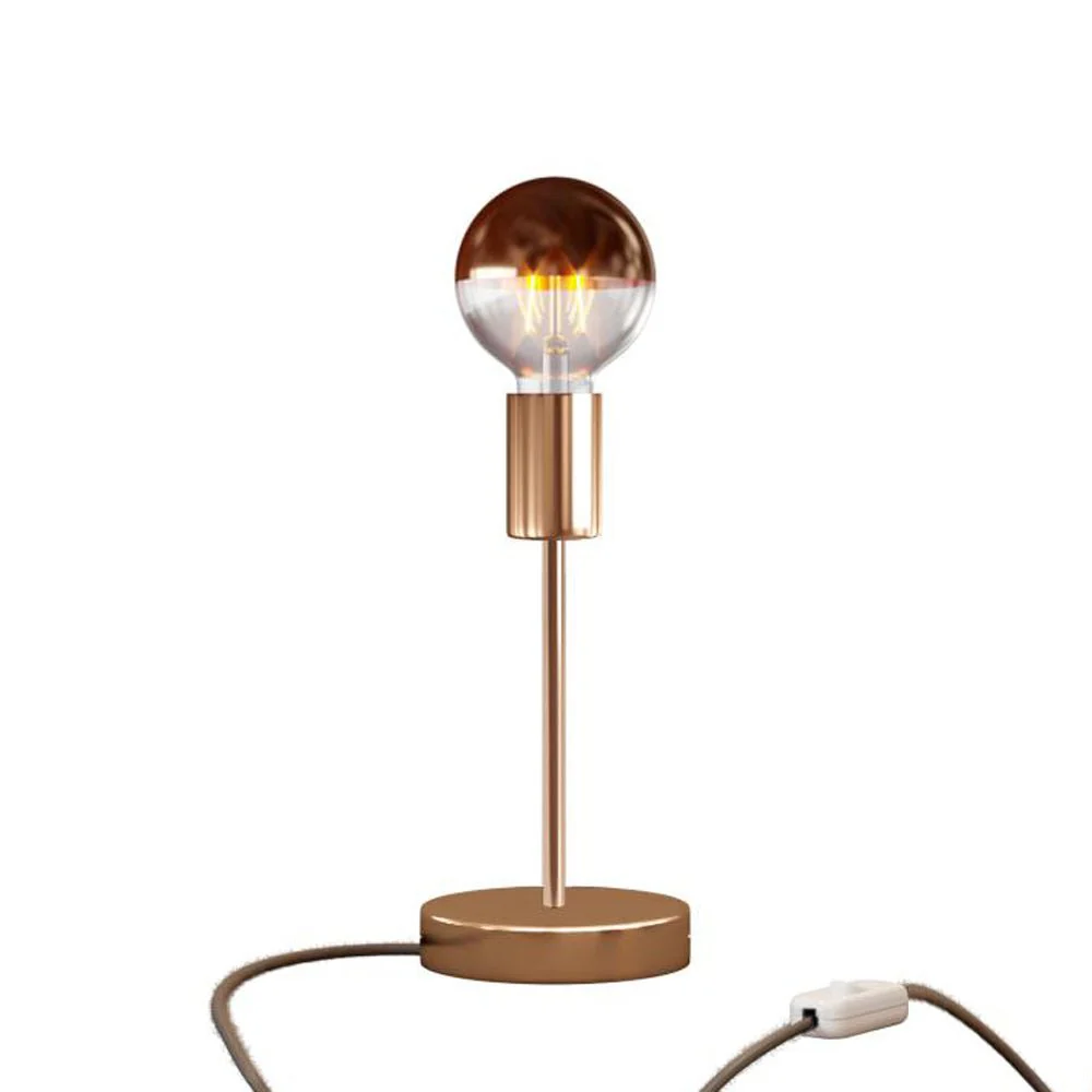 Tischleuchte Alzaluce Half Cup aus Metall mit UK-Stecker – Kupfer