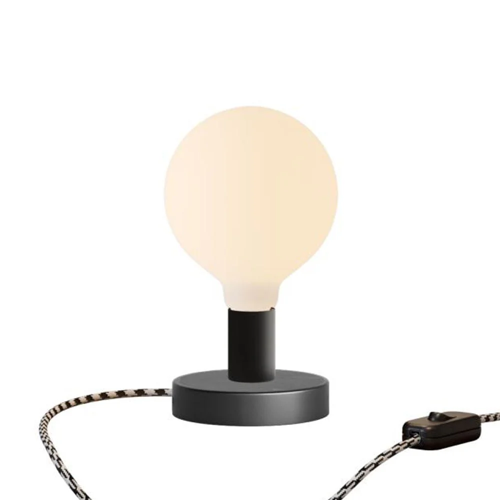 Tischlampe Posaluce Globo aus Metall mit UK-Stecker – Schwarz