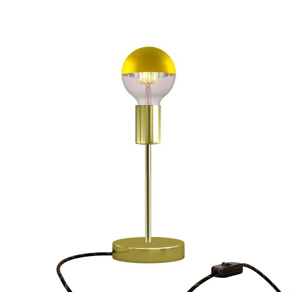 Alzaluce Half Cup Tischlampe aus Metall mit UK-Stecker – Messing