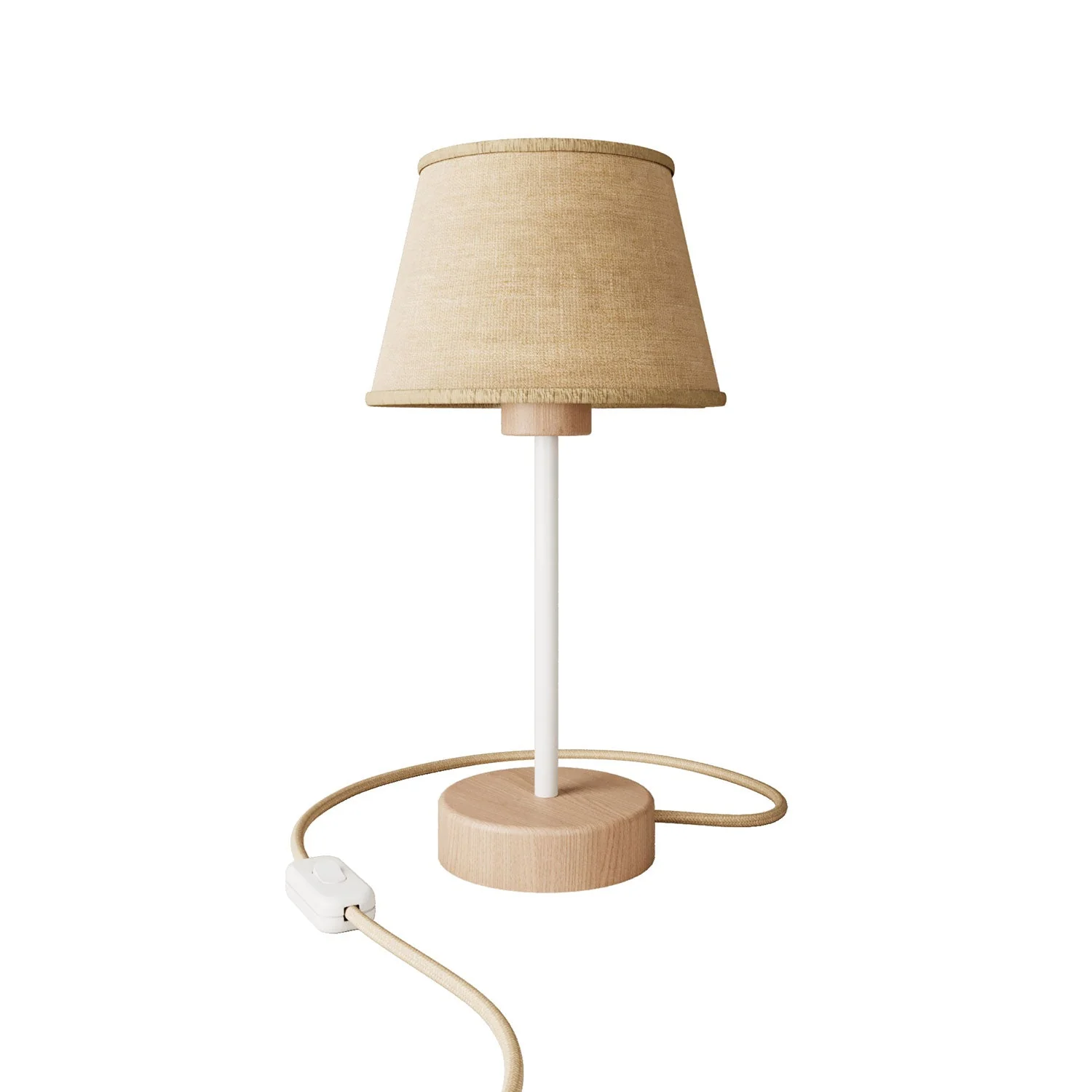 Tischlampe aus Holz mit Impero-Schirm – Alzaluce Wood – Neutral