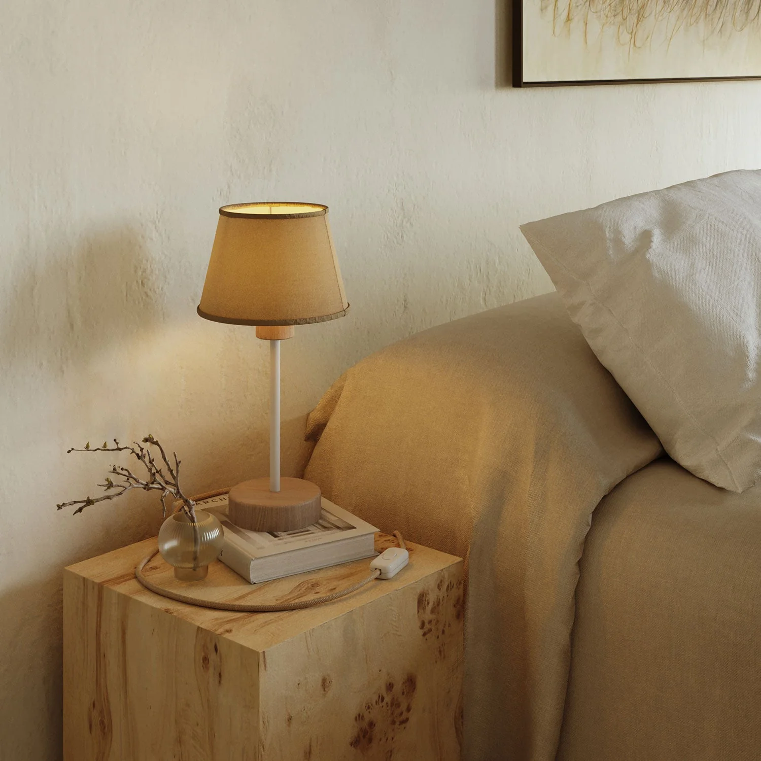 Tischlampe aus Holz zur Aufnahme eines Lampenschirms - Alzaluce Wood - Neutral - Image 2