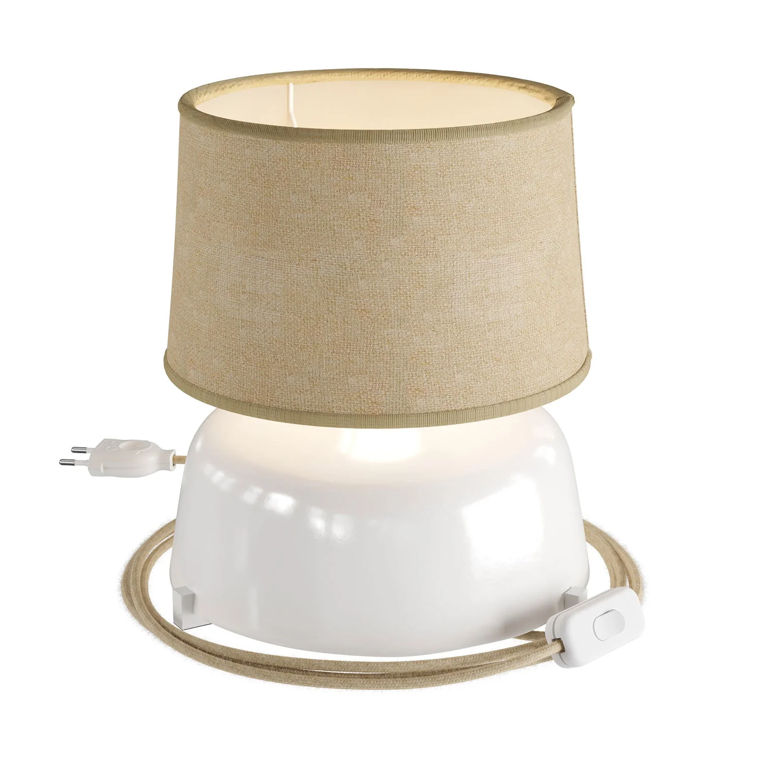 Tischlampe aus Keramik Coppa mit Lampenschirm Athena - Natur-Jute