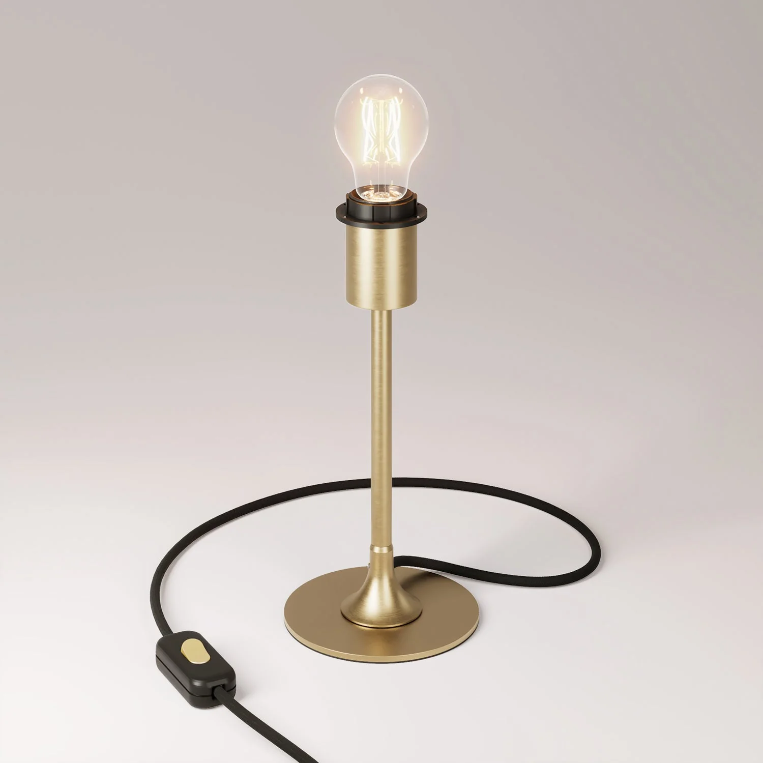 MAG-Y Tischlampe mit runder Metallbasis und Vorrichtung für Lampenschirm – Satinbronze