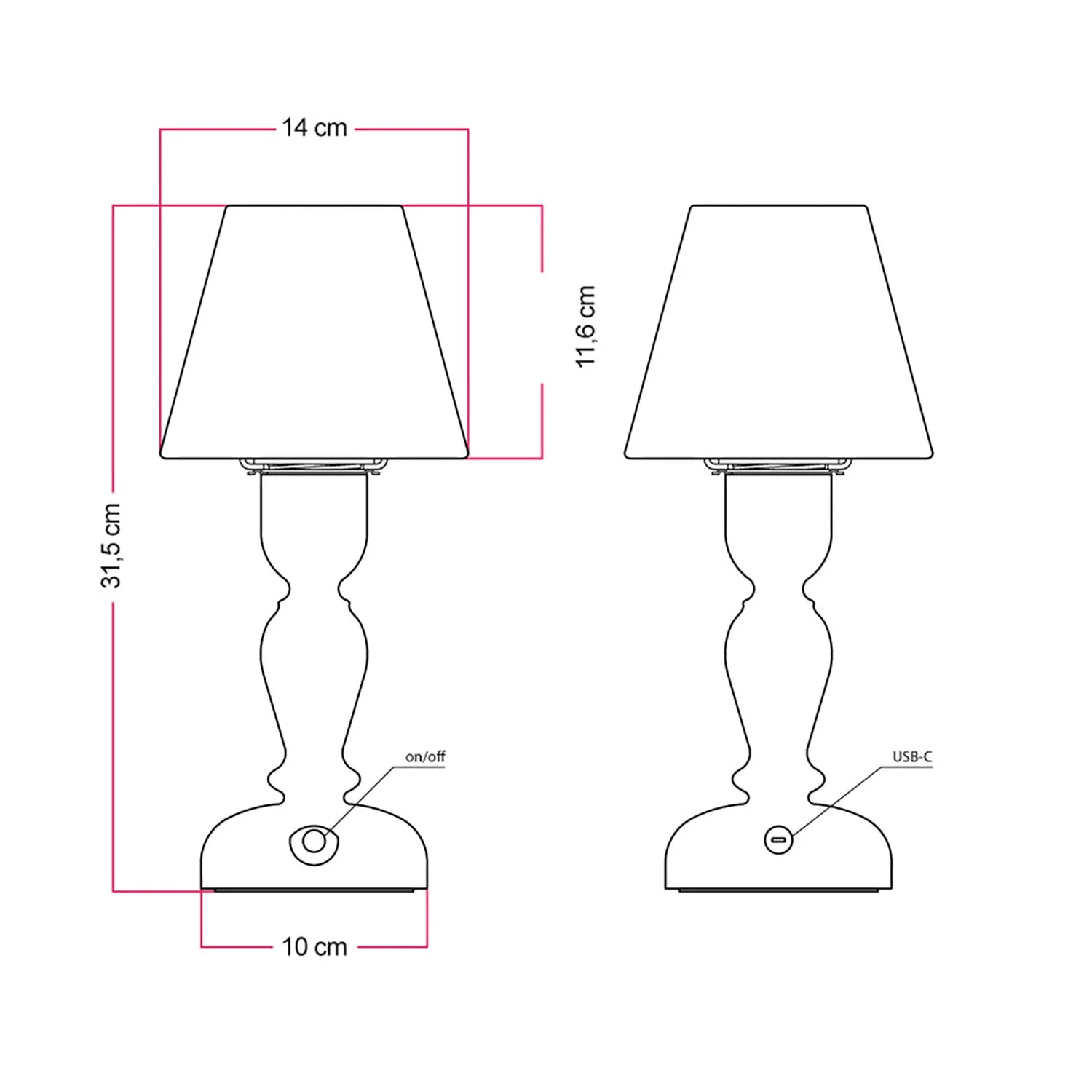 Tragbare, wiederaufladbare Cabless14-Lampe mit Tropfenbirne und Lampenschirm – Schwarz - Image 5