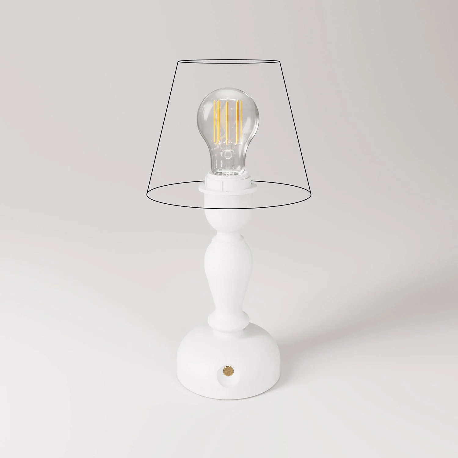 Kabellose, tragbare Cabless14-Lampe mit Tropfenbirne und Vorbereitung für Lampenschirm – Weiß