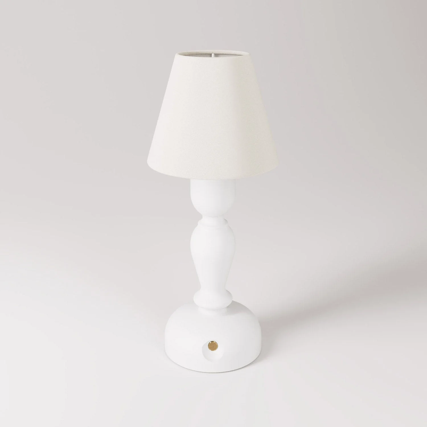 Tragbare, aufladbare Cabless14-Lampe mit Tropfen-Leuchtmittel und Lampenschirm – Weiß