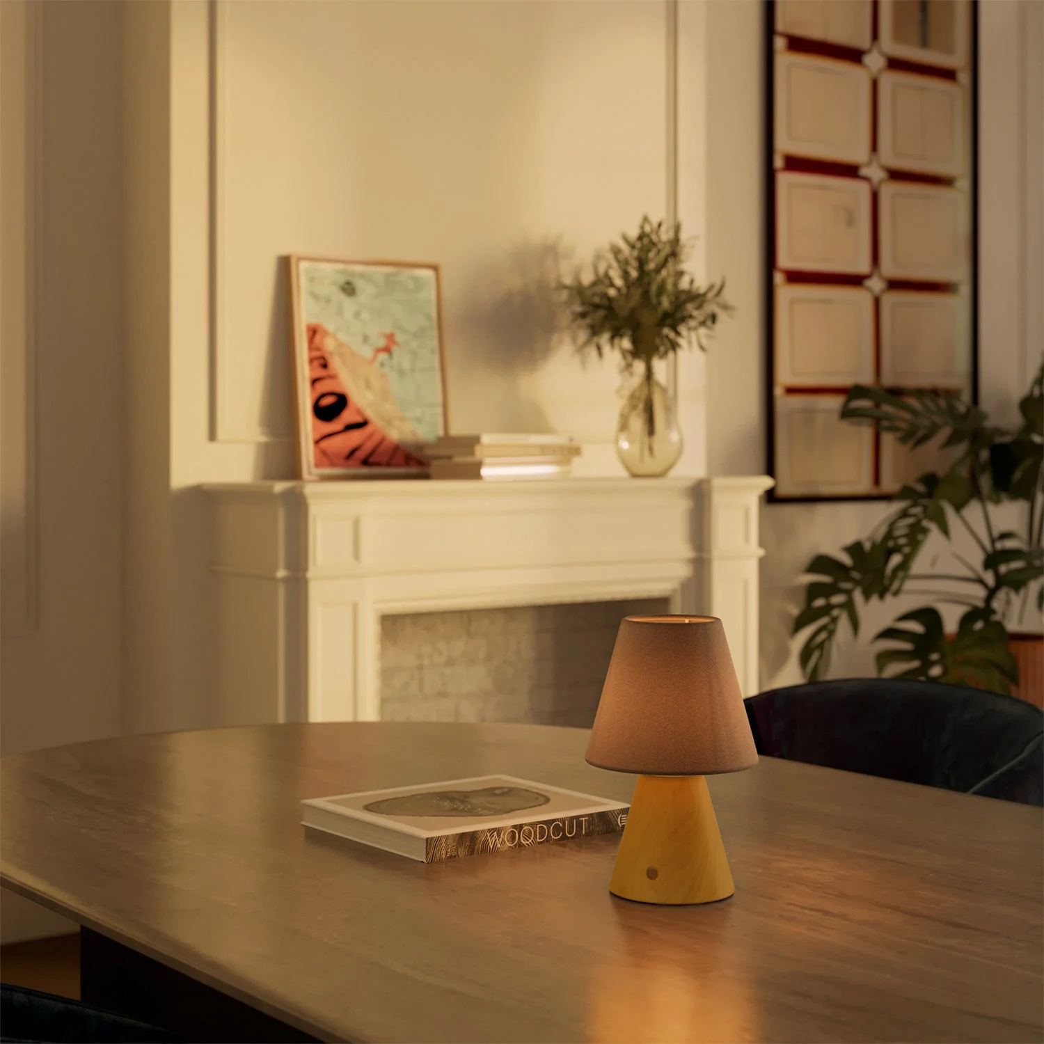 Tragbare, wiederaufladbare Lampe Cabless11 mit Tropfenlampe und Lampenschirm - Safran - Image 4