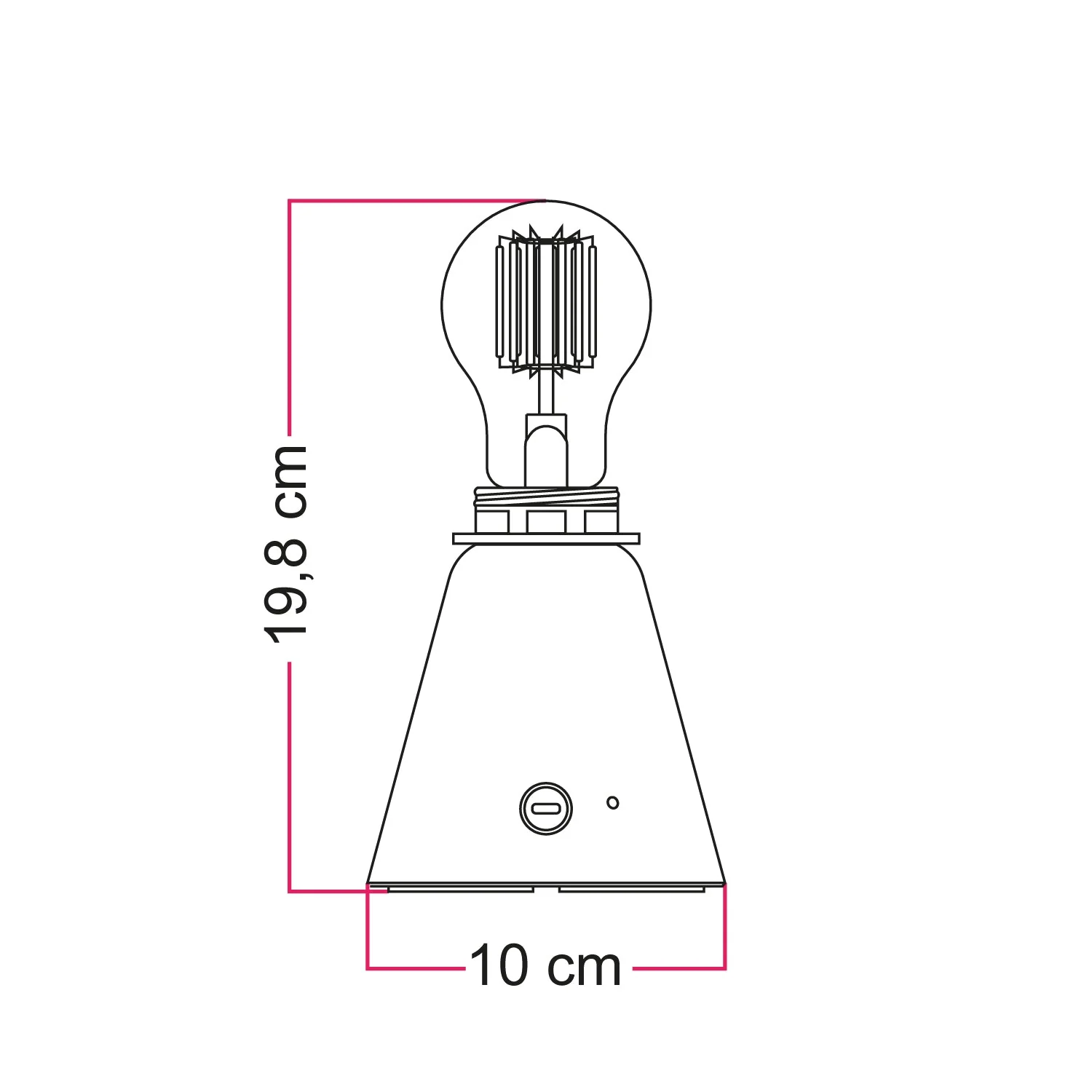 Tragbare, wiederaufladbare Cabless11-Leuchte mit Tropfenlampe und Aufnahme für Lampenschirm – Schwarz - Image 3