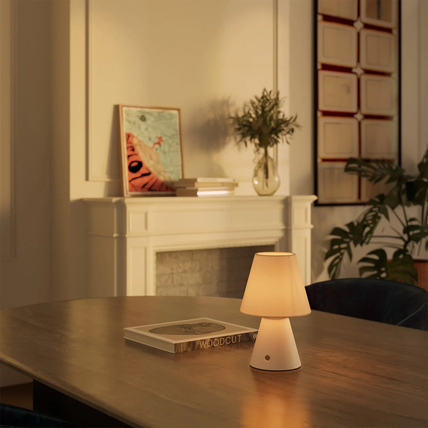 Wiederaufladbare, tragbare Cabless11-Lampe mit Tropfenglühlampe und Schirm – Weiß - Image 4