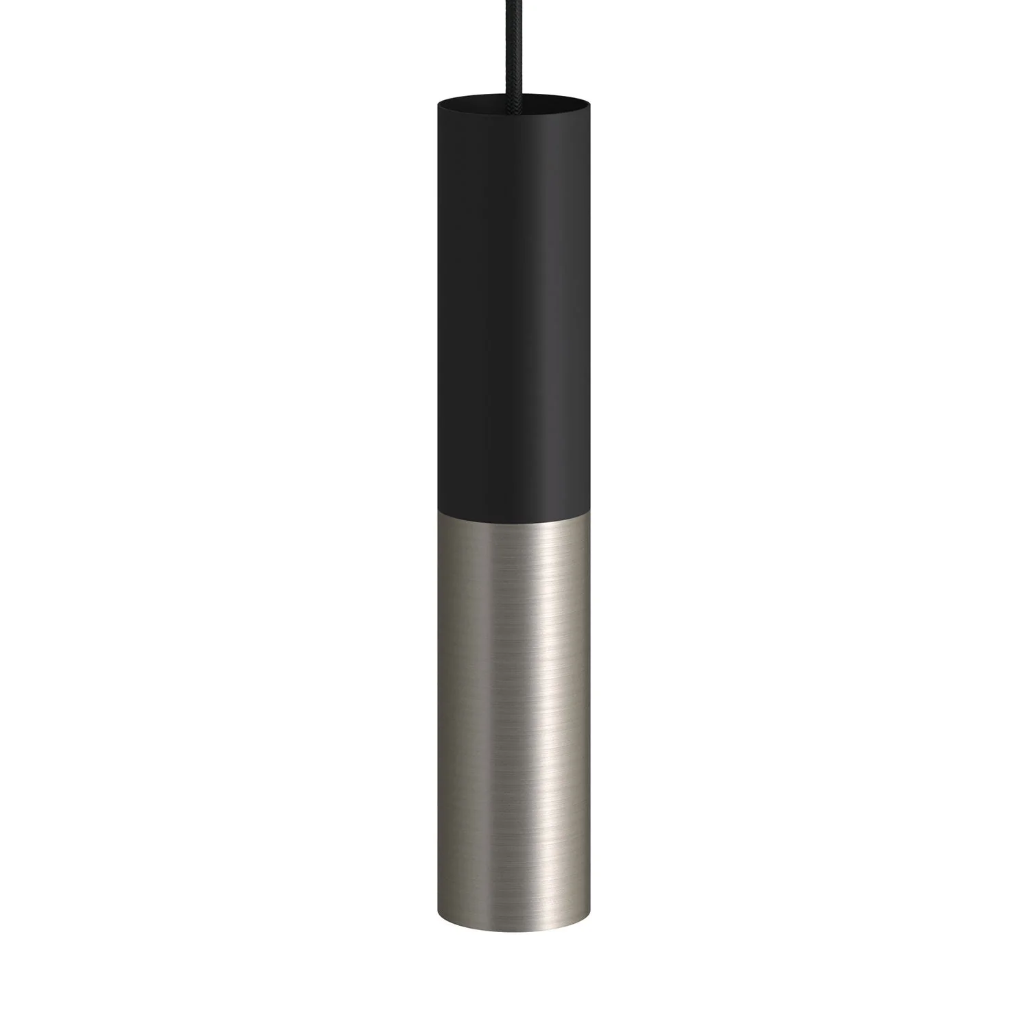 Tub-E14, doppeltes Metallrohr für Spot mit E14-Doppelmutter-Fassung – Schwarz und satiniertes Titan