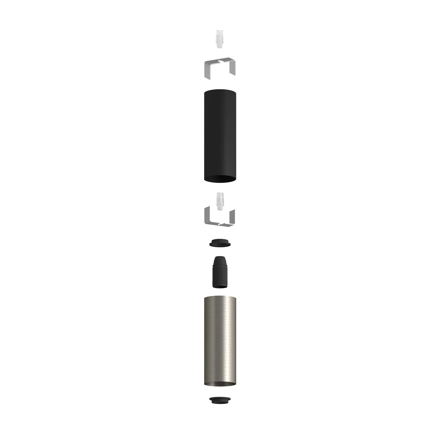 Tub-E14, doppeltes Metallrohr für Spot mit E14-Doppelmutter-Fassung – Schwarz und satiniertes Titan - Image 2