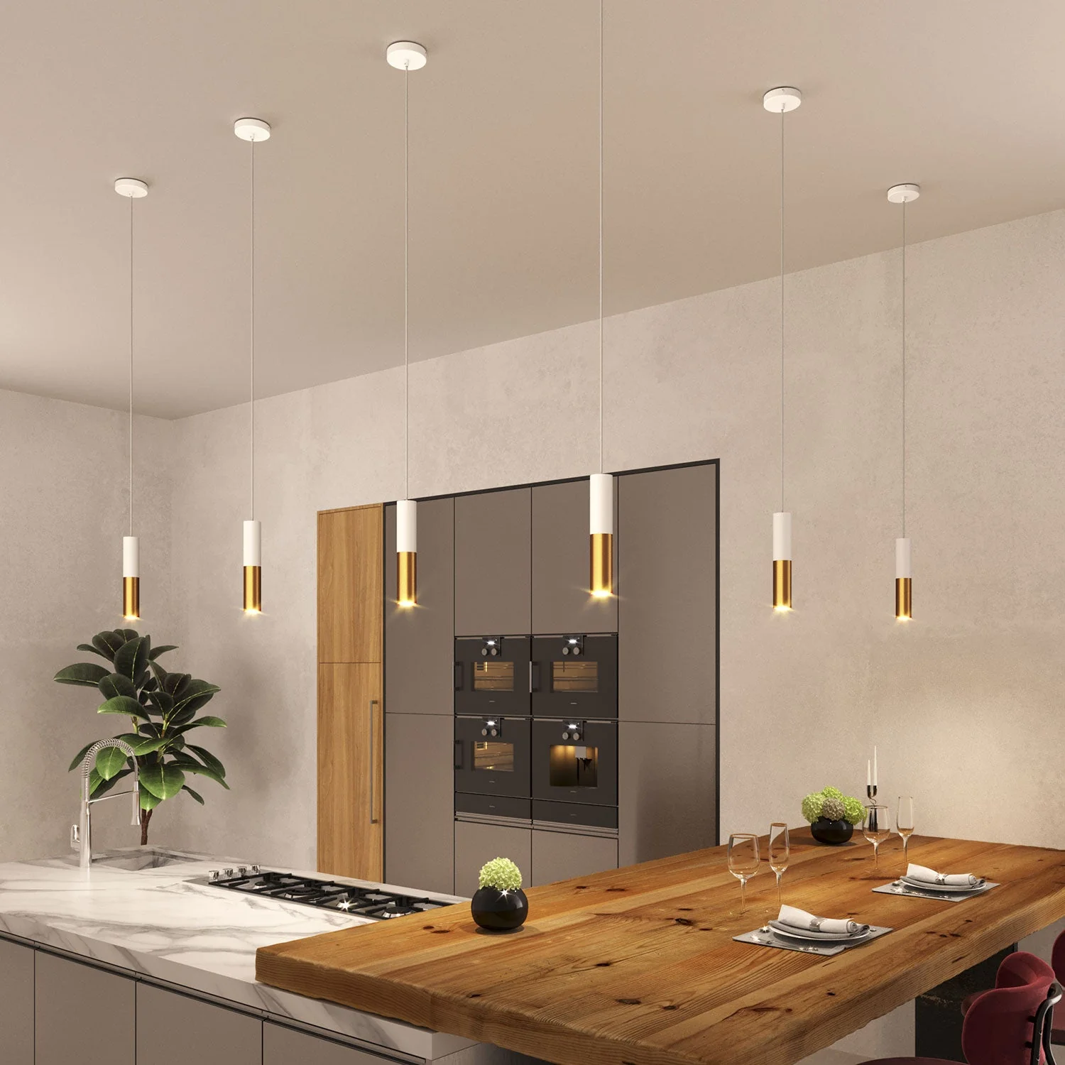 Tub-E14, doppeltes Metallrohr für Spot mit E14-Doppelmutter-Fassung – Mattweiß und Satin-Bronze - Image 4