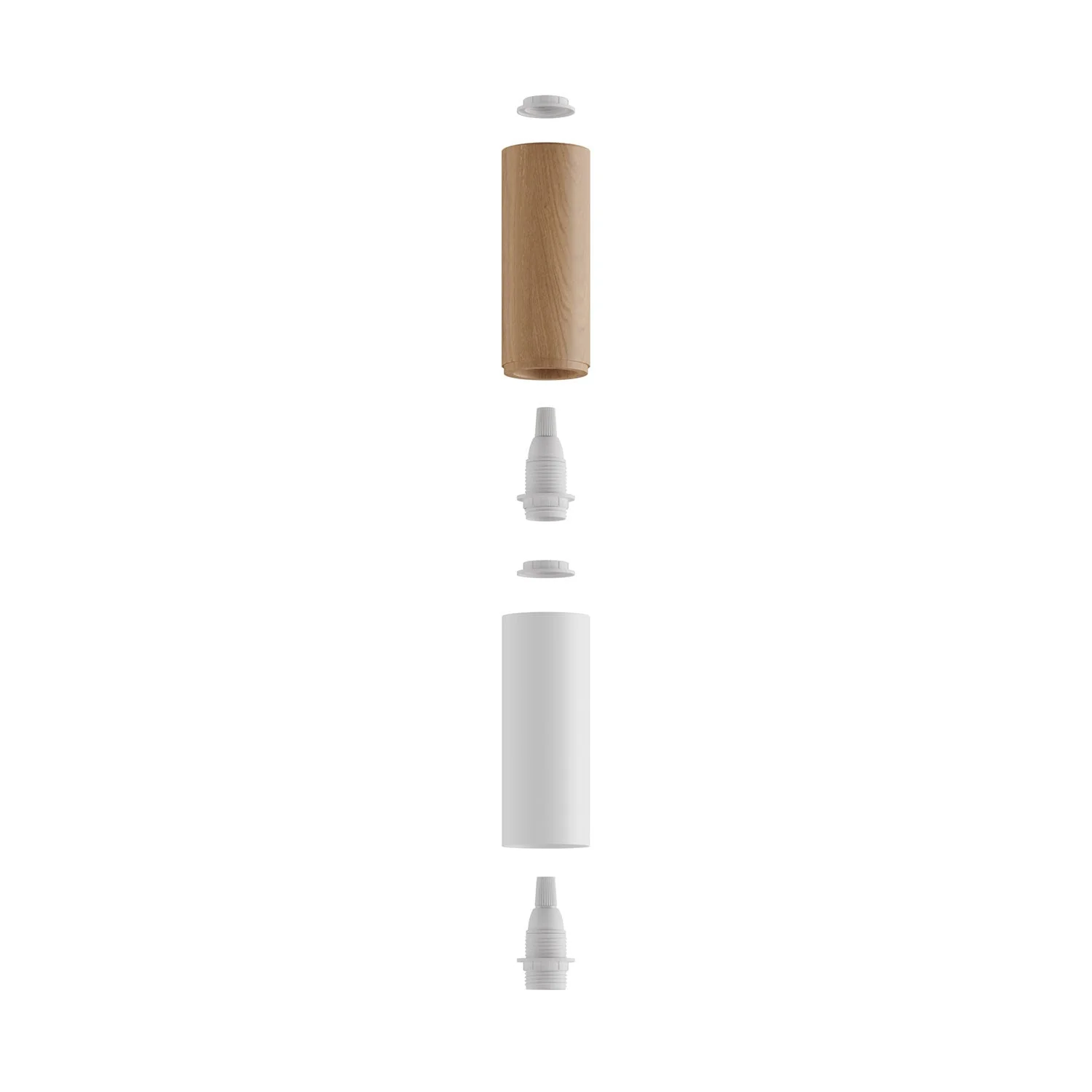 Tub-E14, Röhre aus Holz und Metall für Spot mit Doppelgewindefassung E14 – Neutral und Mattweiß - Image 2