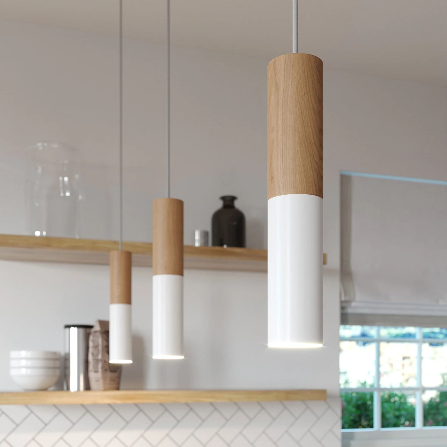 Tub-E14, Röhre aus Holz und Metall für Spot mit Doppelgewindefassung E14 – Neutral und Mattweiß - Image 5