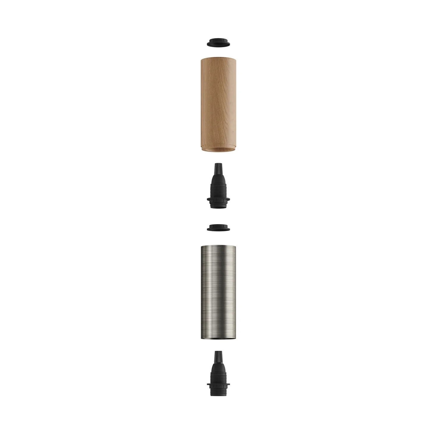 Tub-E14, Holz- und Metallrohr für Spot mit doppelter E14-Fassung – Neutral und Satin-Titan - Image 2