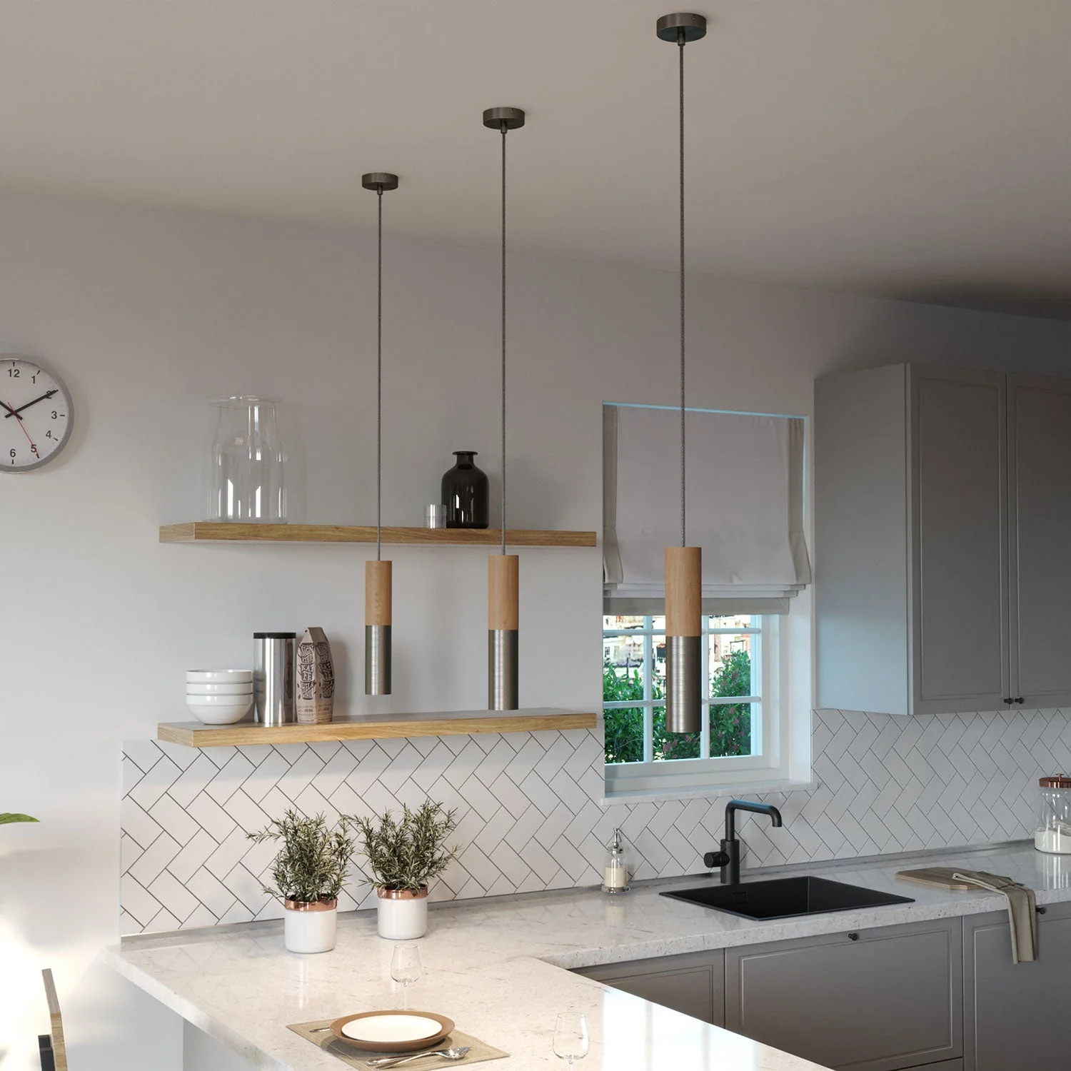 Tub-E14, Holz- und Metallrohr für Spot mit doppelter E14-Fassung – Neutral und Satin-Titan - Image 4