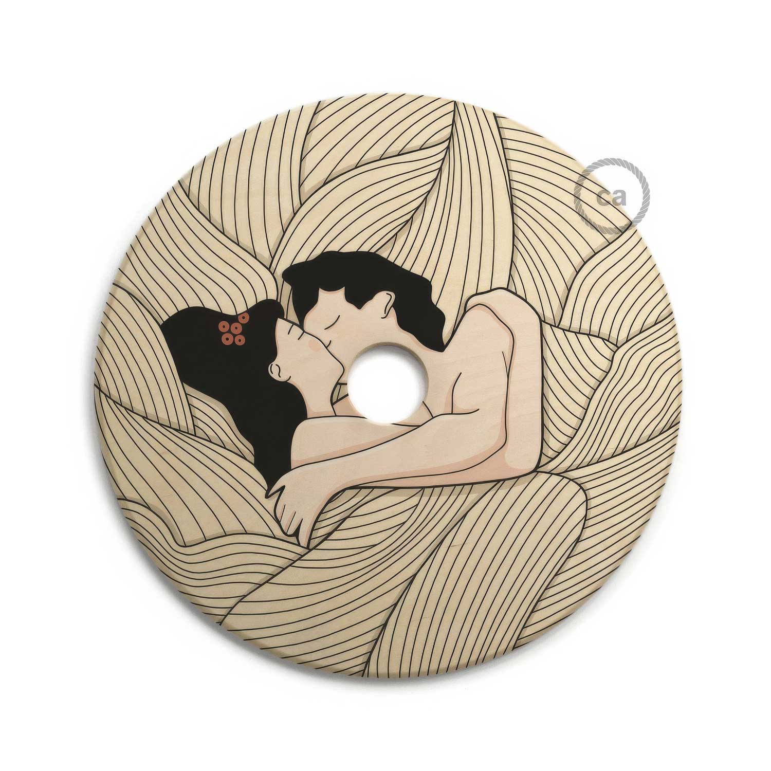 UFO-Lampenschirm aus Holz, Special Edition Italienische Illustratoren, beidseitig verwendbar, Durchmesser 33 cm – Carolina Zuniga - Image 4
