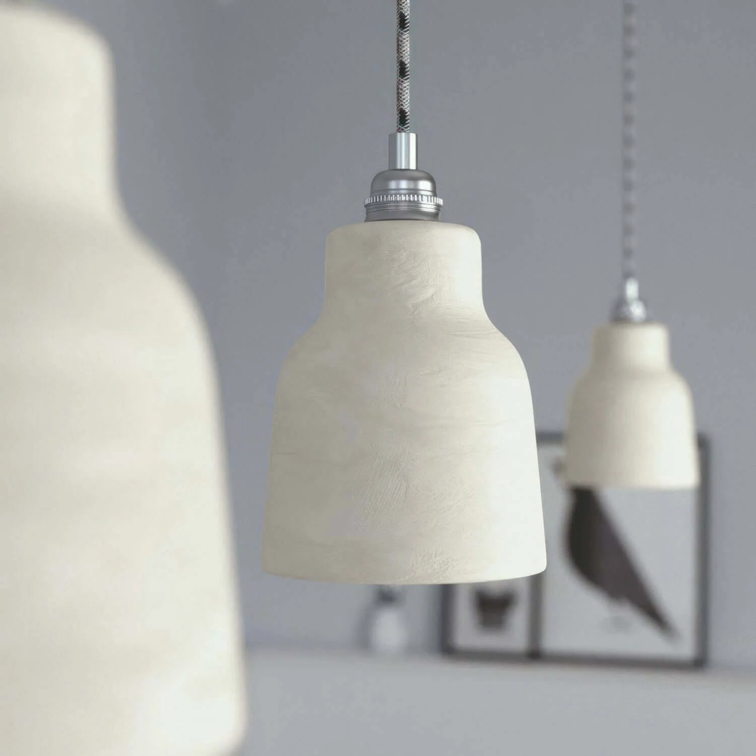 Lampenschirm Vaso aus Keramik, Kollektion Materia – Made in Italy – Gestreiftes Taupe - Image 3
