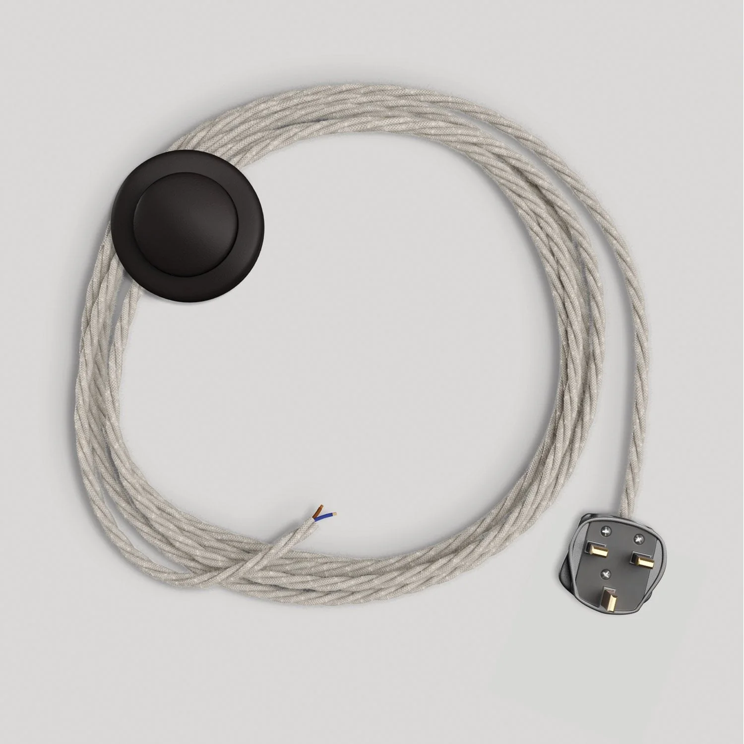 Kabelsatz für Lampe mit 3 m weißem Geflechtkabel und UK-Stecker