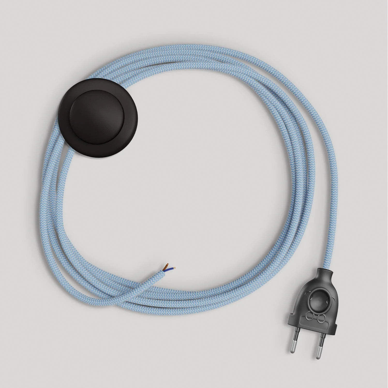 Lampenkabelsatz für Lampe mit blauem Steward-Textilkabel aus Baumwolle 3 m - Image 4