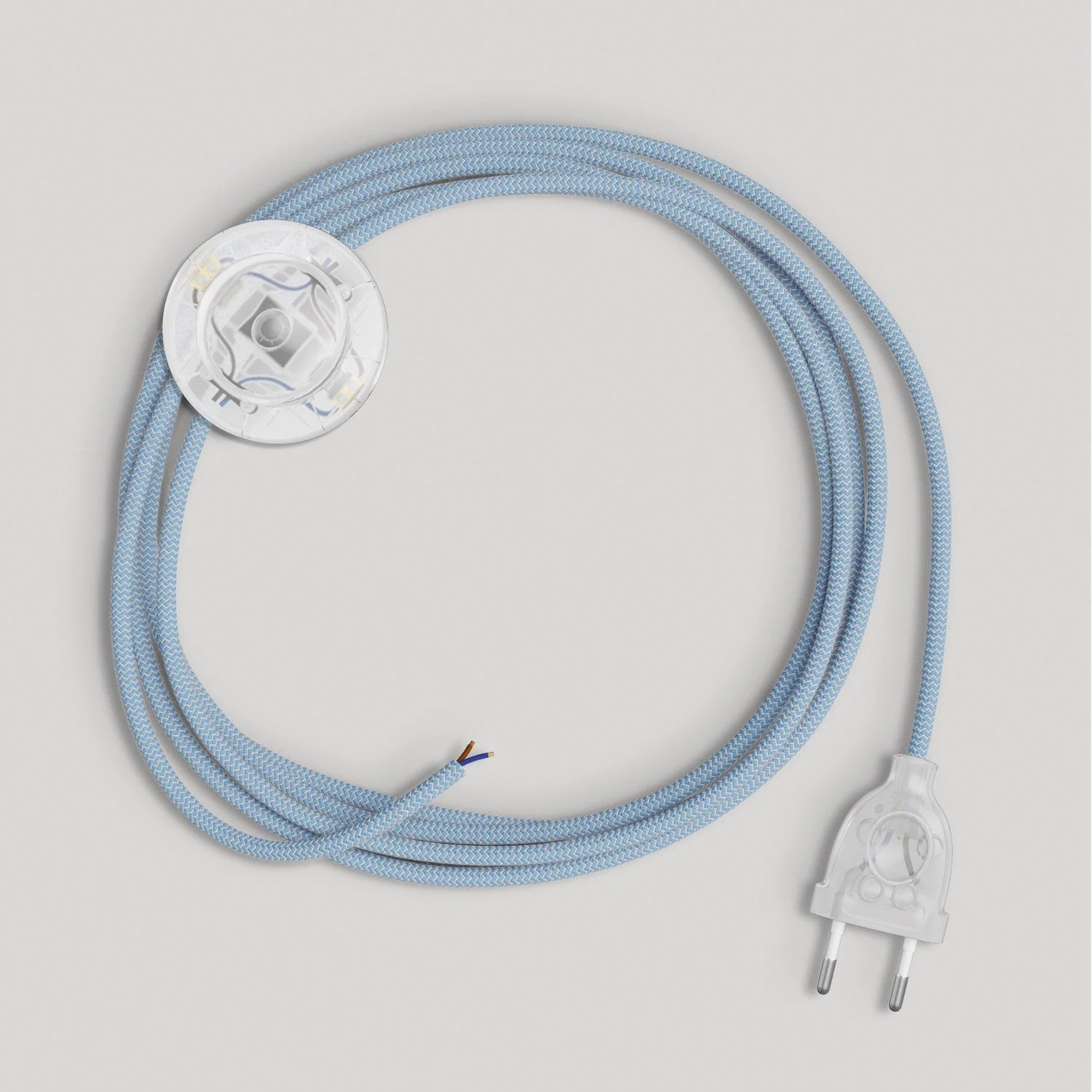 Lampenkabelsatz für Lampe mit blauem Steward-Textilkabel aus Baumwolle 3 m - Image 5