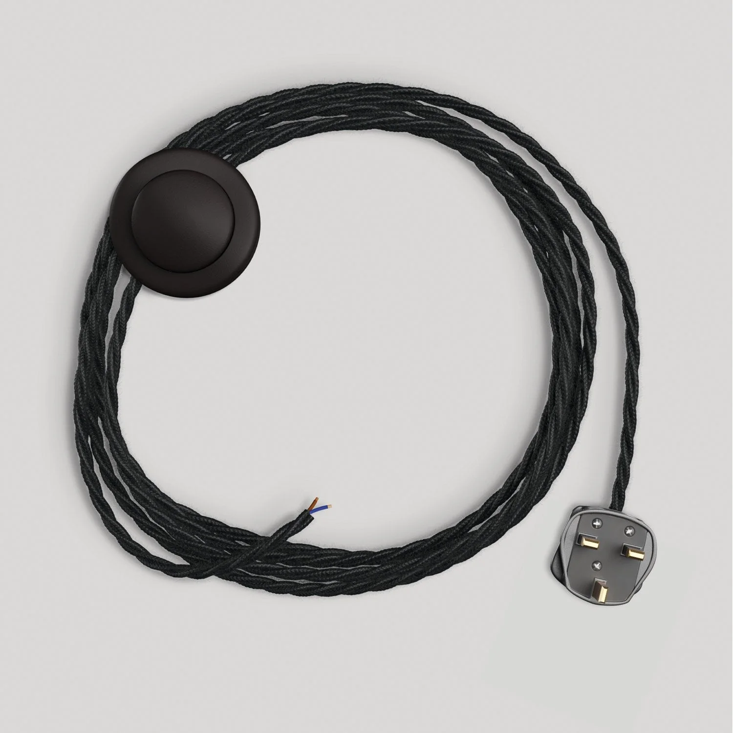 Verkabelung für Lampe mit 3 m schwarzem, geflochtenem Kabel und UK-Stecker