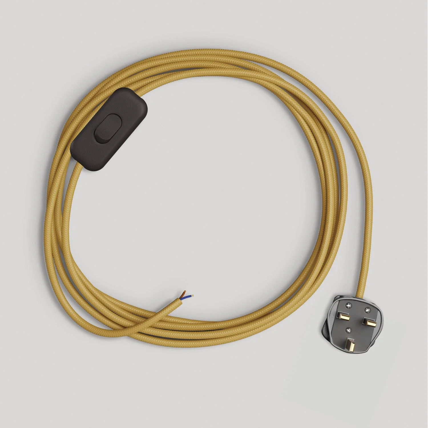 Verkabelung für Lampe mit glänzendem Senf-Kabel 1,80 m und UK-Stecker