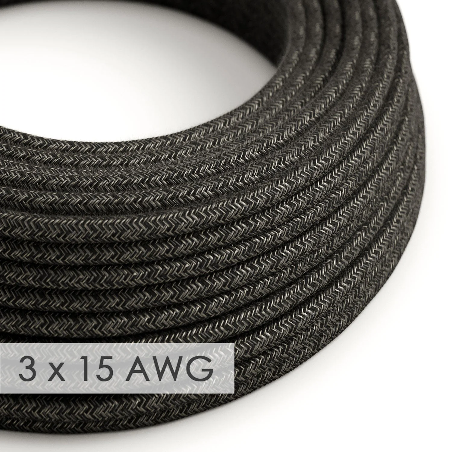 Verlängerungskabel - Rundes Leinenkabel Anthrazit RN03 - 15/3 AWG