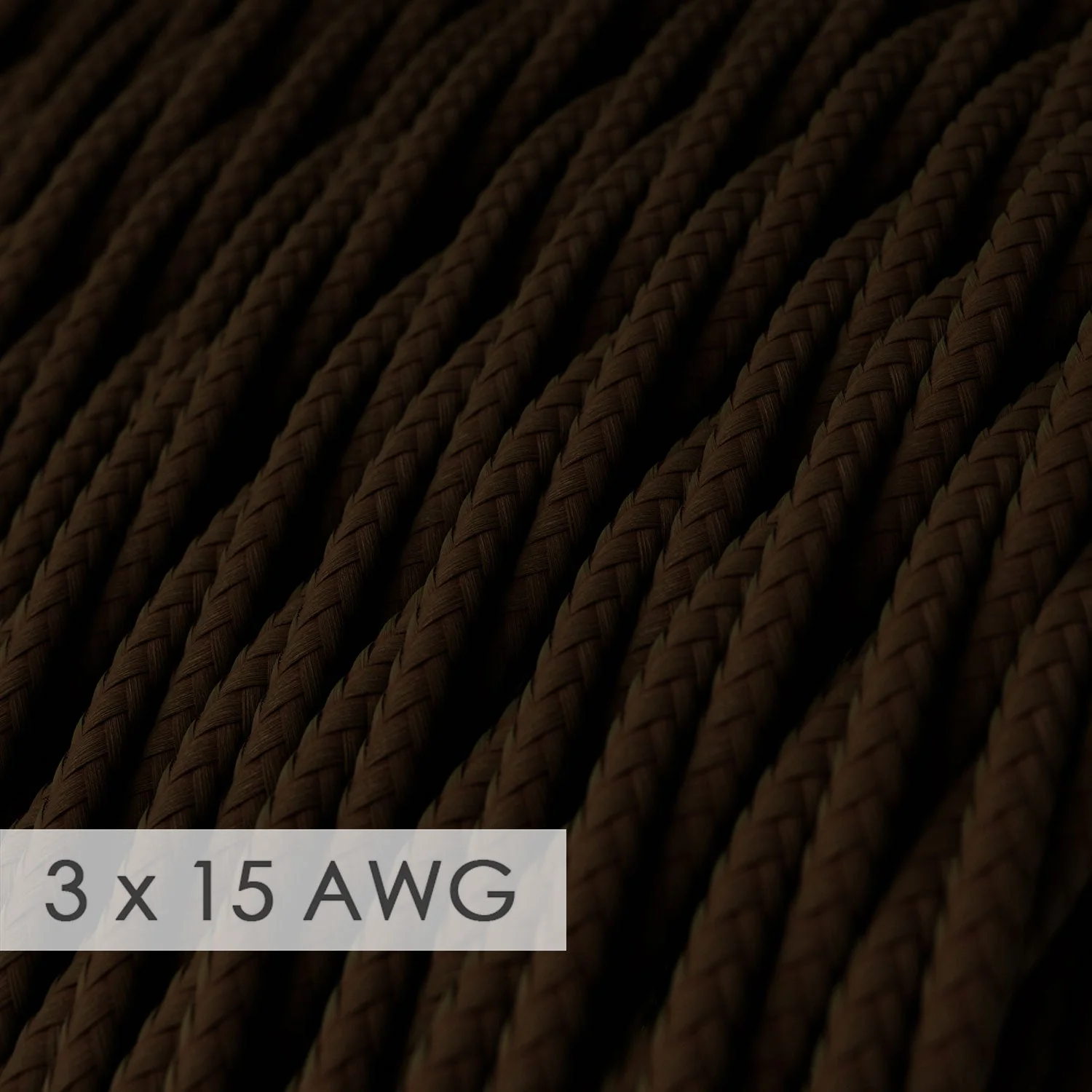 Verlängerungskabel – Gedrehtes Braunes Rayon TM13 – 15/3 AWG - Image 2