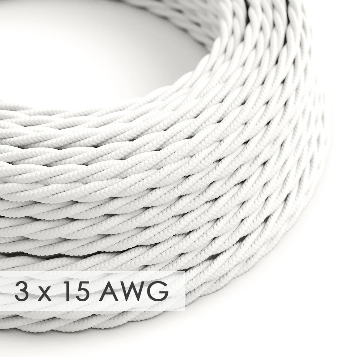 Verlängerungskabel – Gedrehtes weißes Rayon TM01 – 15/3 AWG
