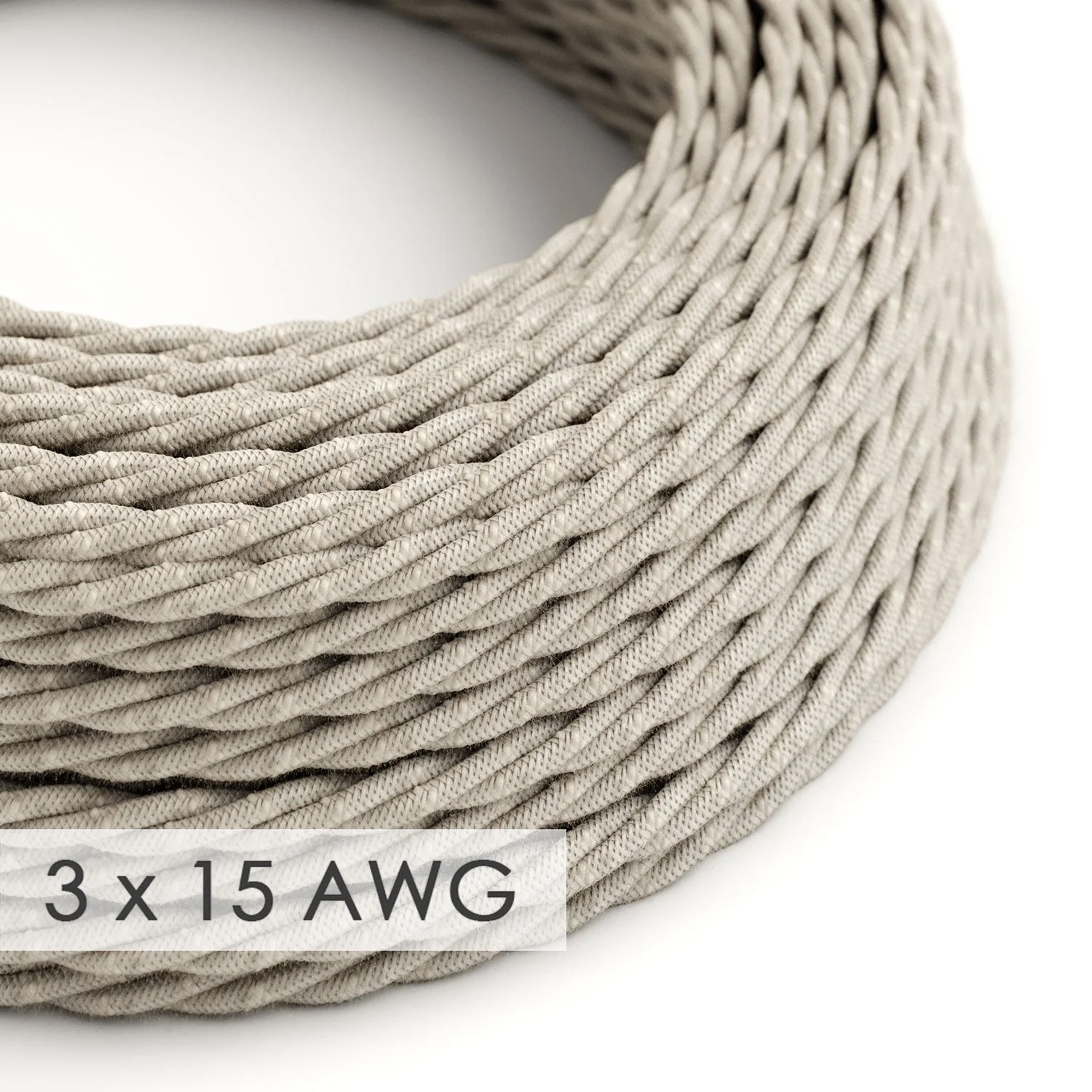 Verlängerungskabel – gedrehtes Naturleinen TN01 – 15/3 AWG