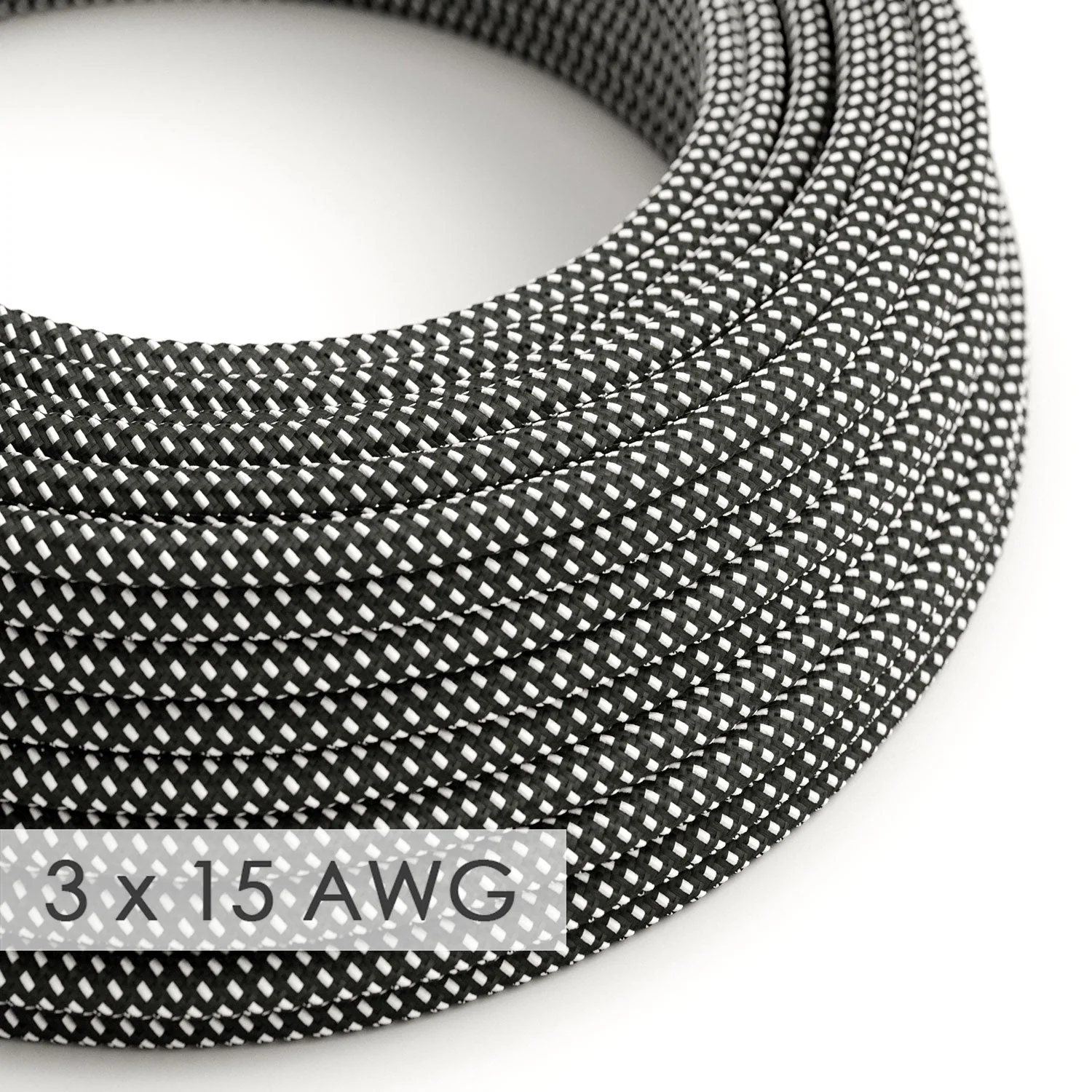 Verlängerungskabel - Rund 3D Schwarz Weiß Rayon RT41 - 15/3 AWG