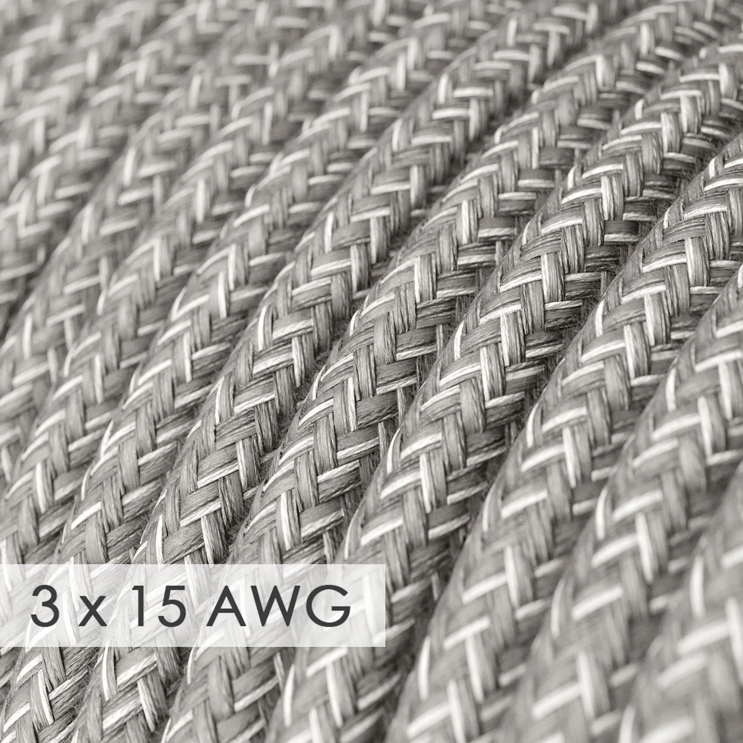 Verlängerungskabel – Rundes graues Leinen RN02 – 15/3 AWG - Image 2