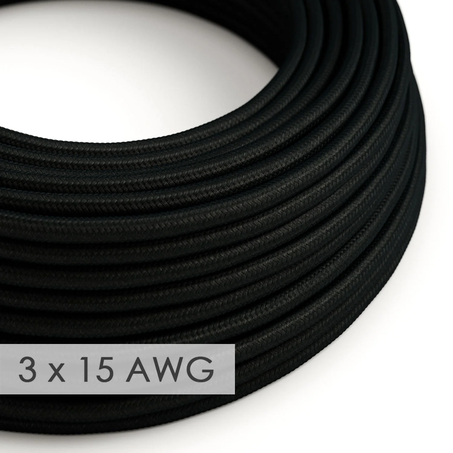 Verlängerungskabel – Rundes schwarzes Rayon RM04 – 15/3 AWG