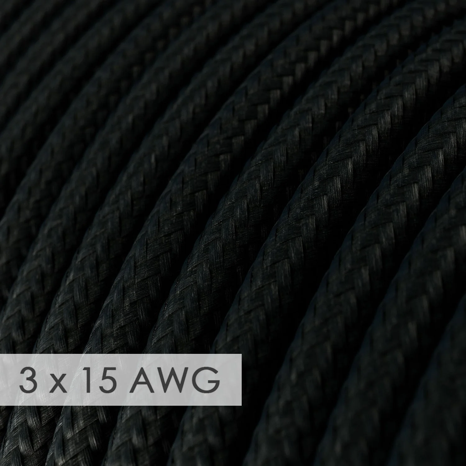 Verlängerungskabel – Rundes schwarzes Rayon RM04 – 15/3 AWG - Image 2